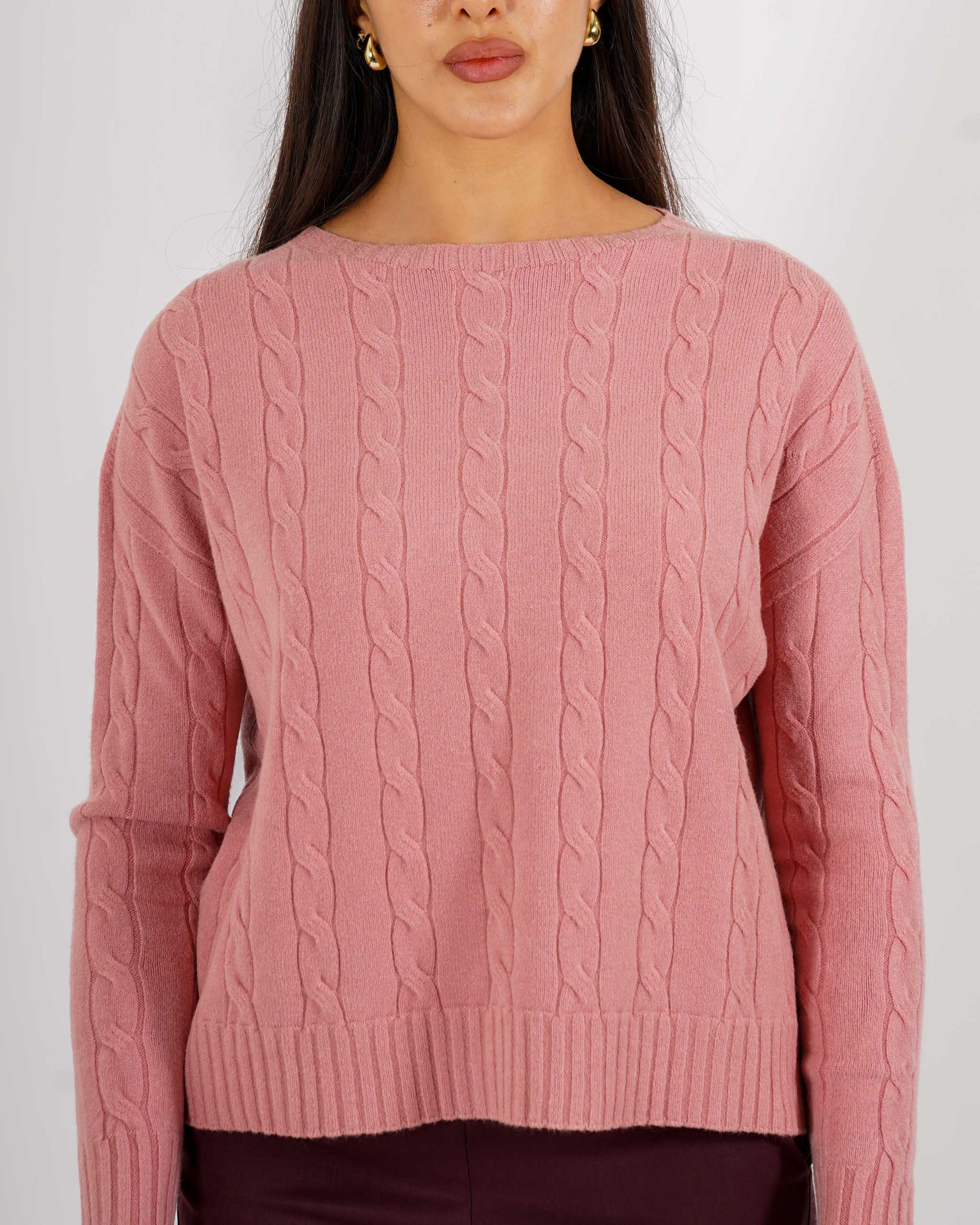 Maglia girocollo con trama a treccia - Salgemma