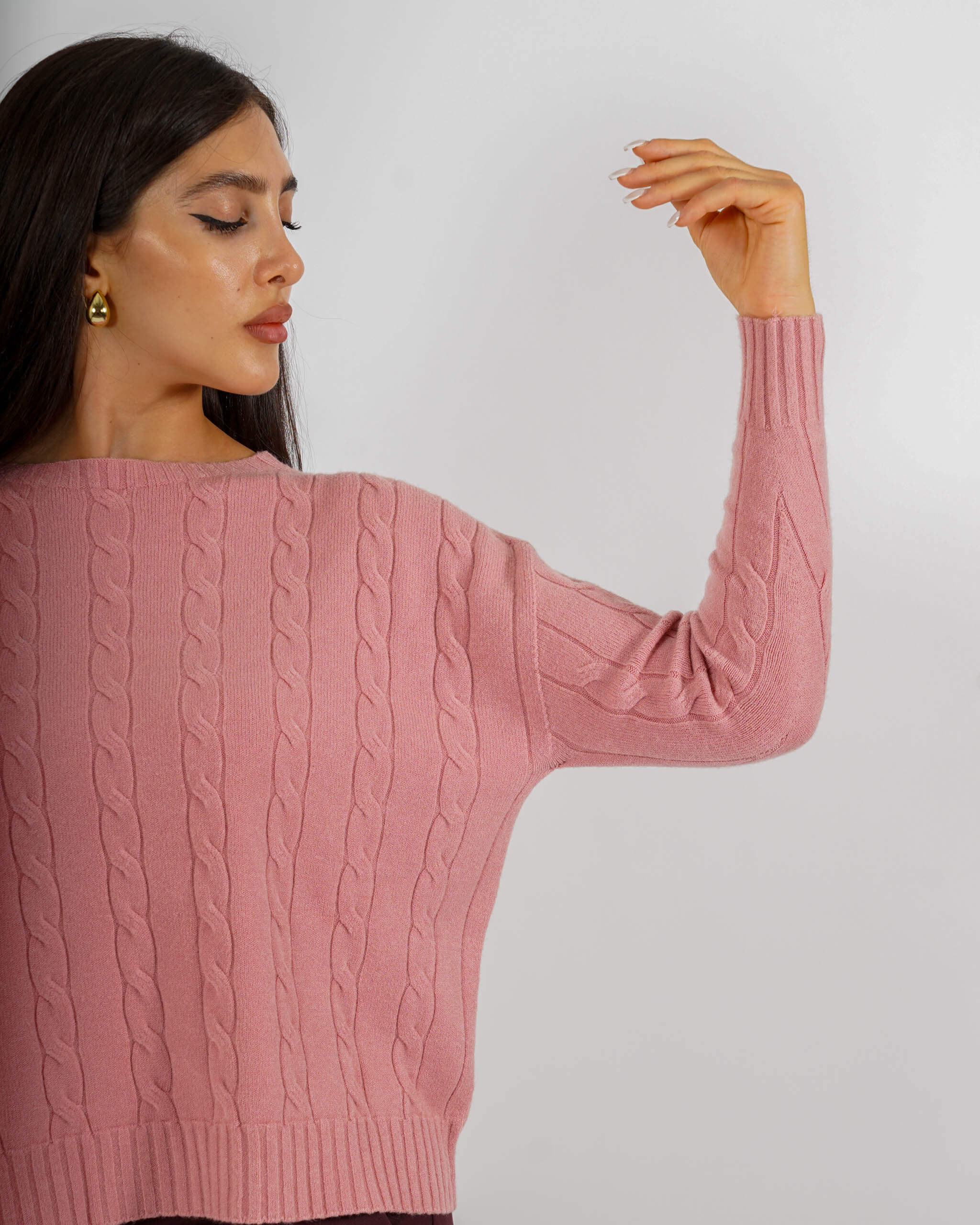 Maglia girocollo con trama a treccia - Salgemma