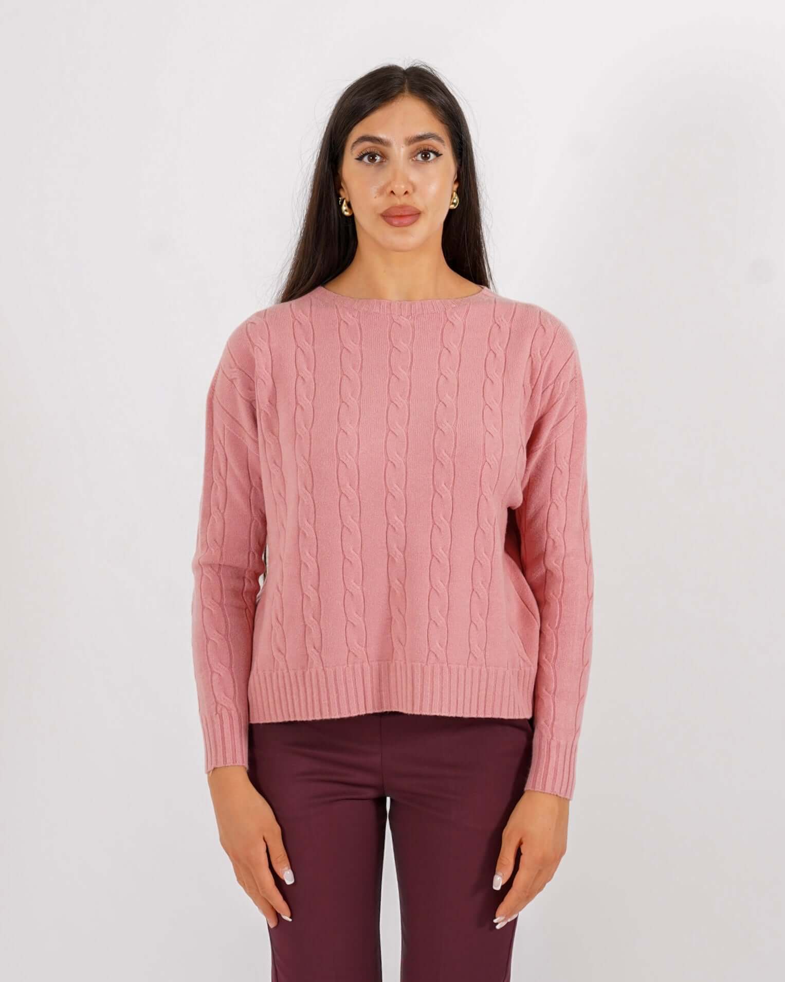 Maglia girocollo con trama a treccia - Salgemma