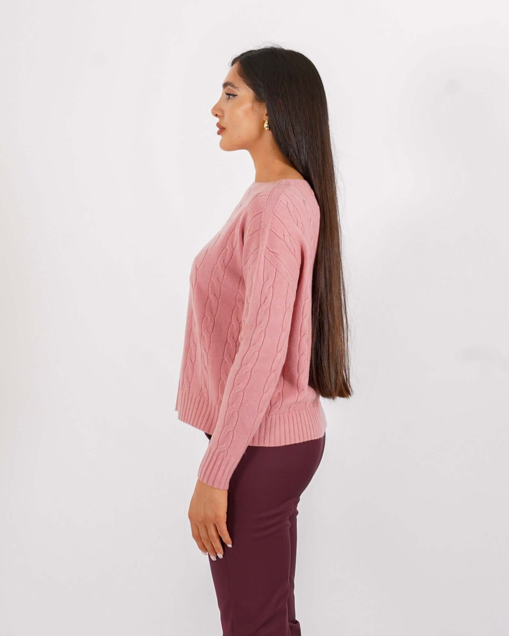 Maglia girocollo con trama a treccia - Salgemma