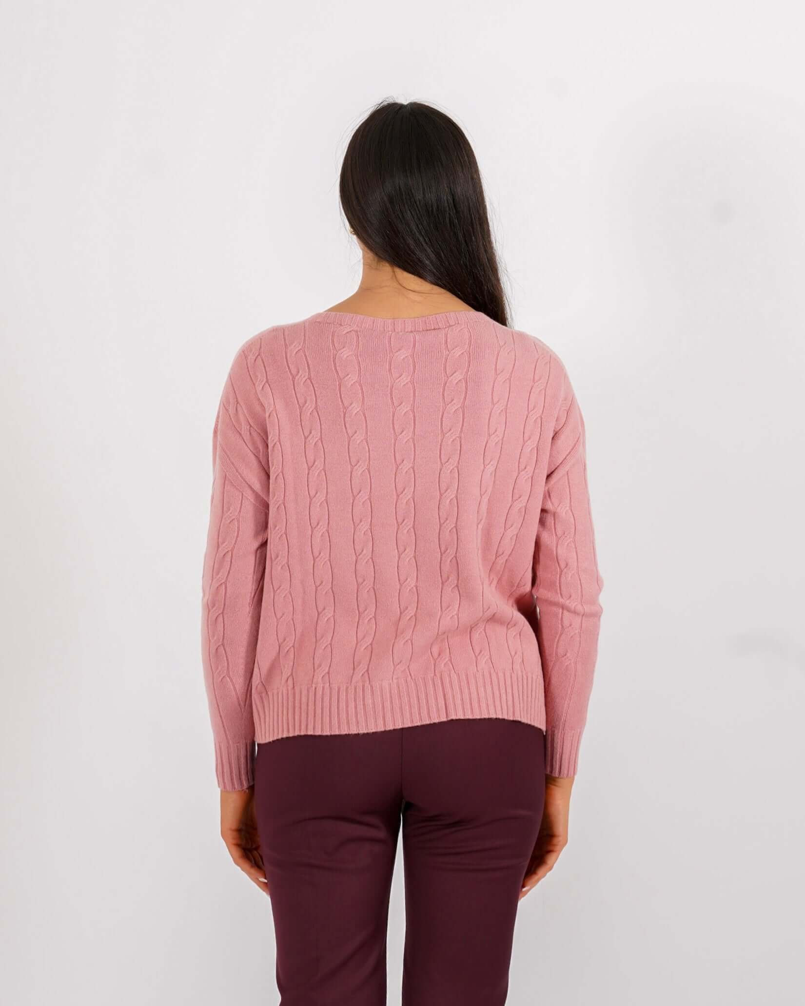 Maglia girocollo con trama a treccia - Salgemma