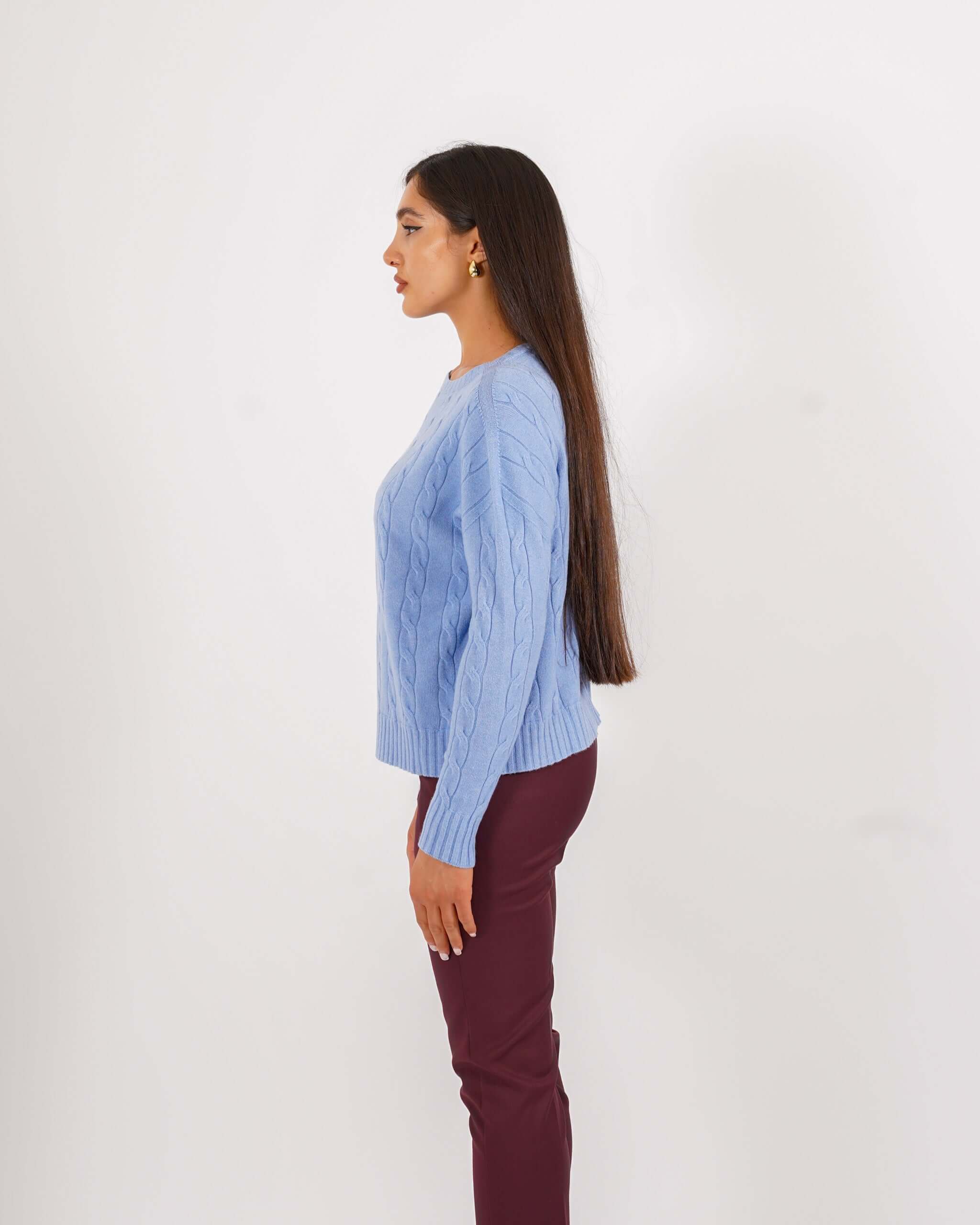Maglia girocollo con trama a treccia - Salgemma