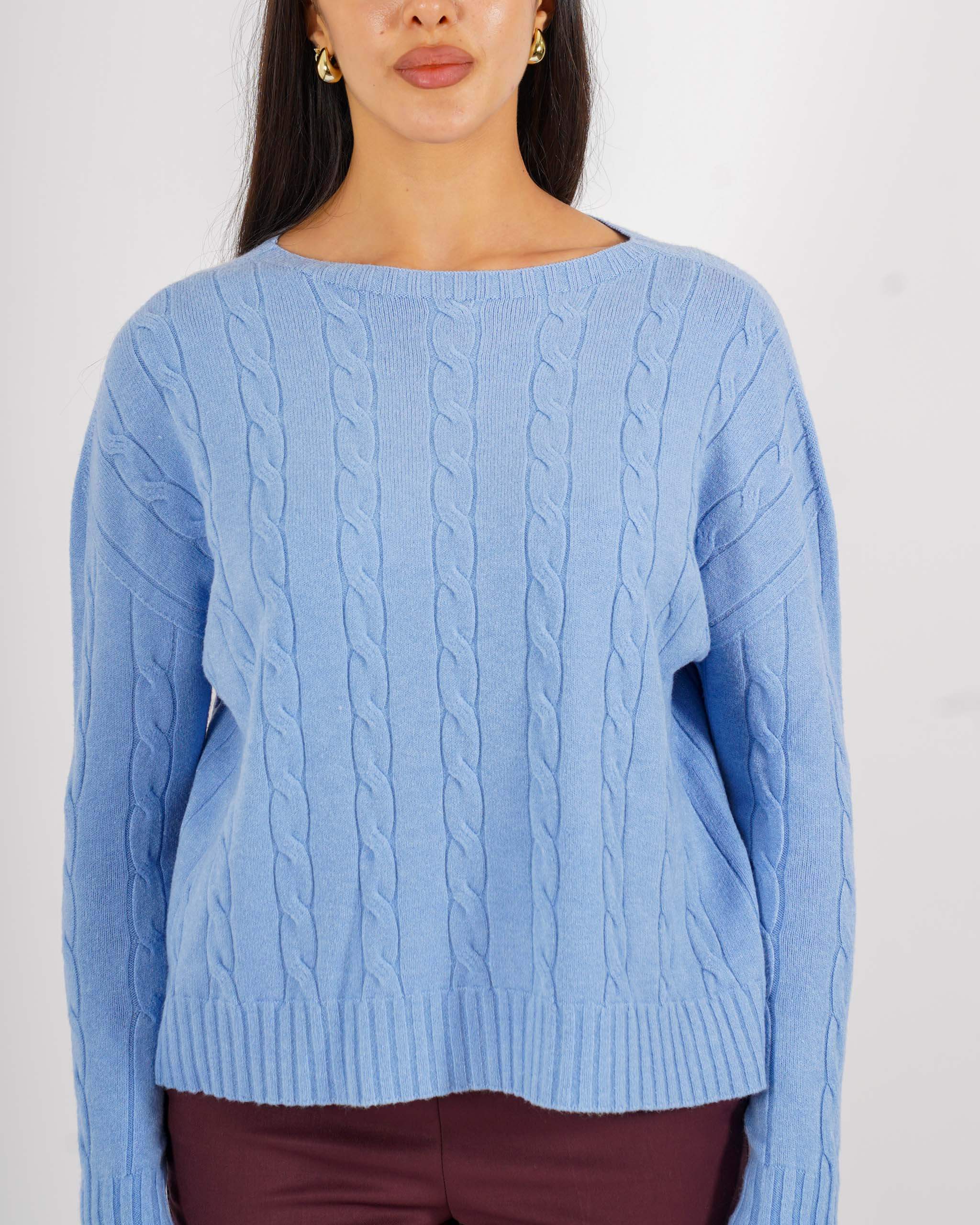 Maglia girocollo con trama a treccia - Salgemma
