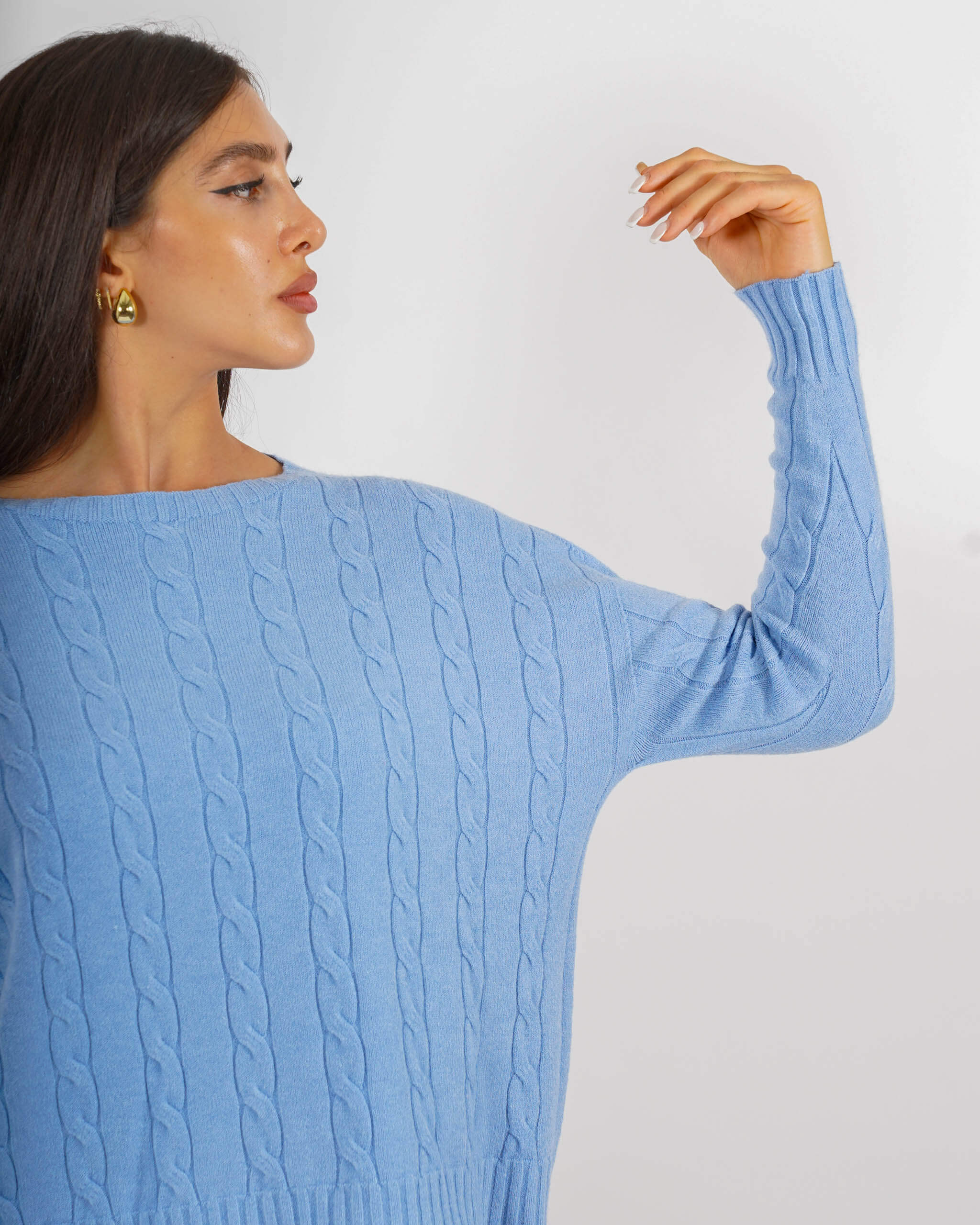 Maglia girocollo con trama a treccia - Salgemma
