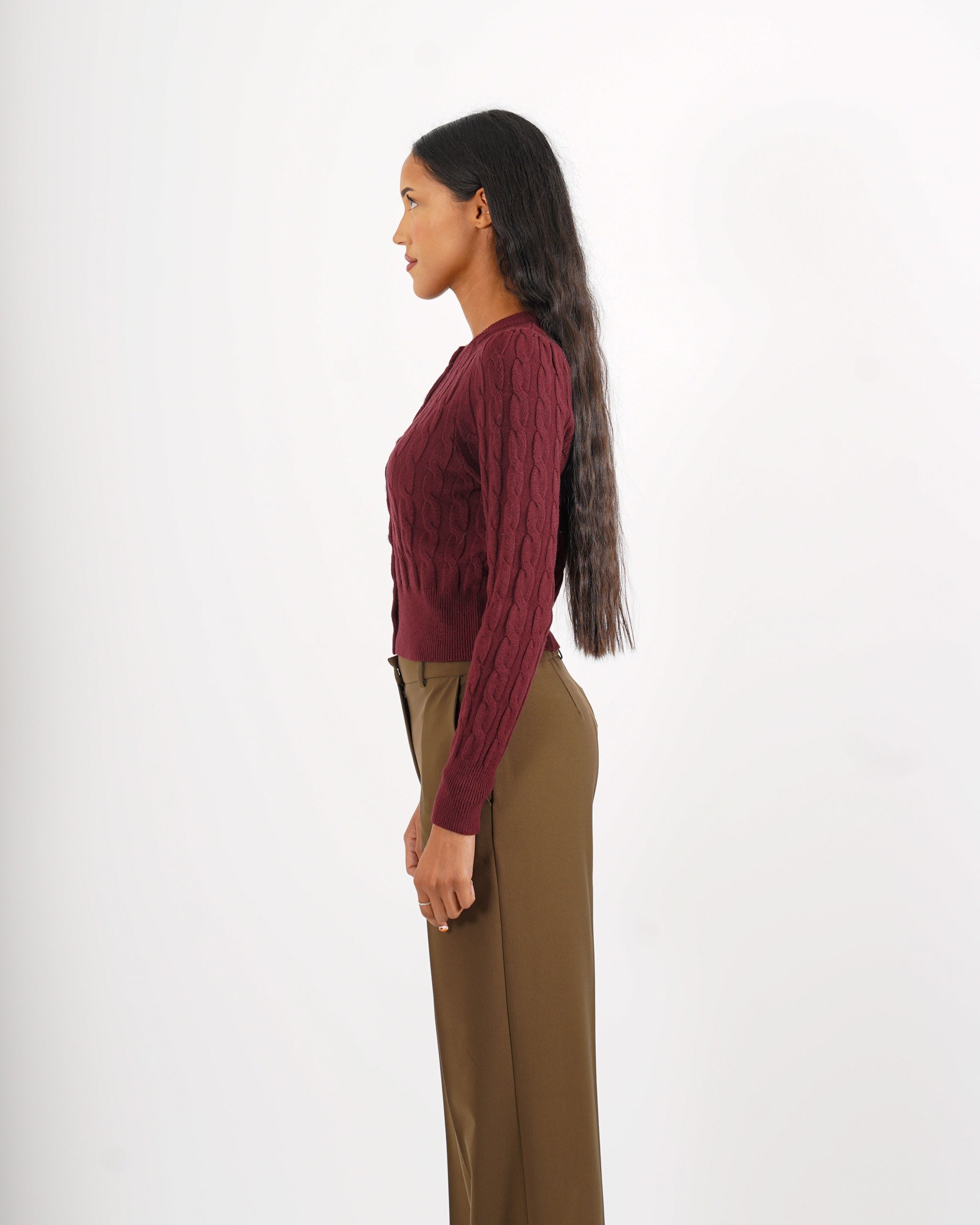 Cardigan a treccia con bottone gioiello - Diodata