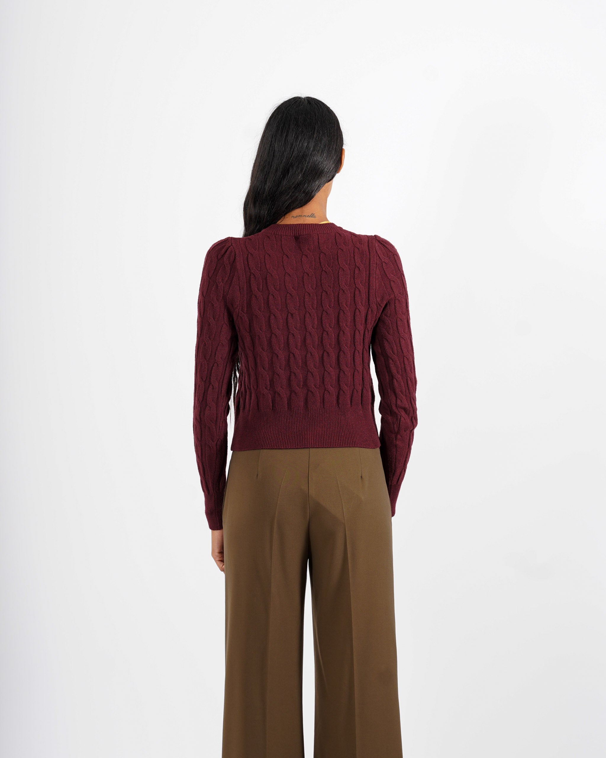 Cardigan a treccia con bottone gioiello - Diodata