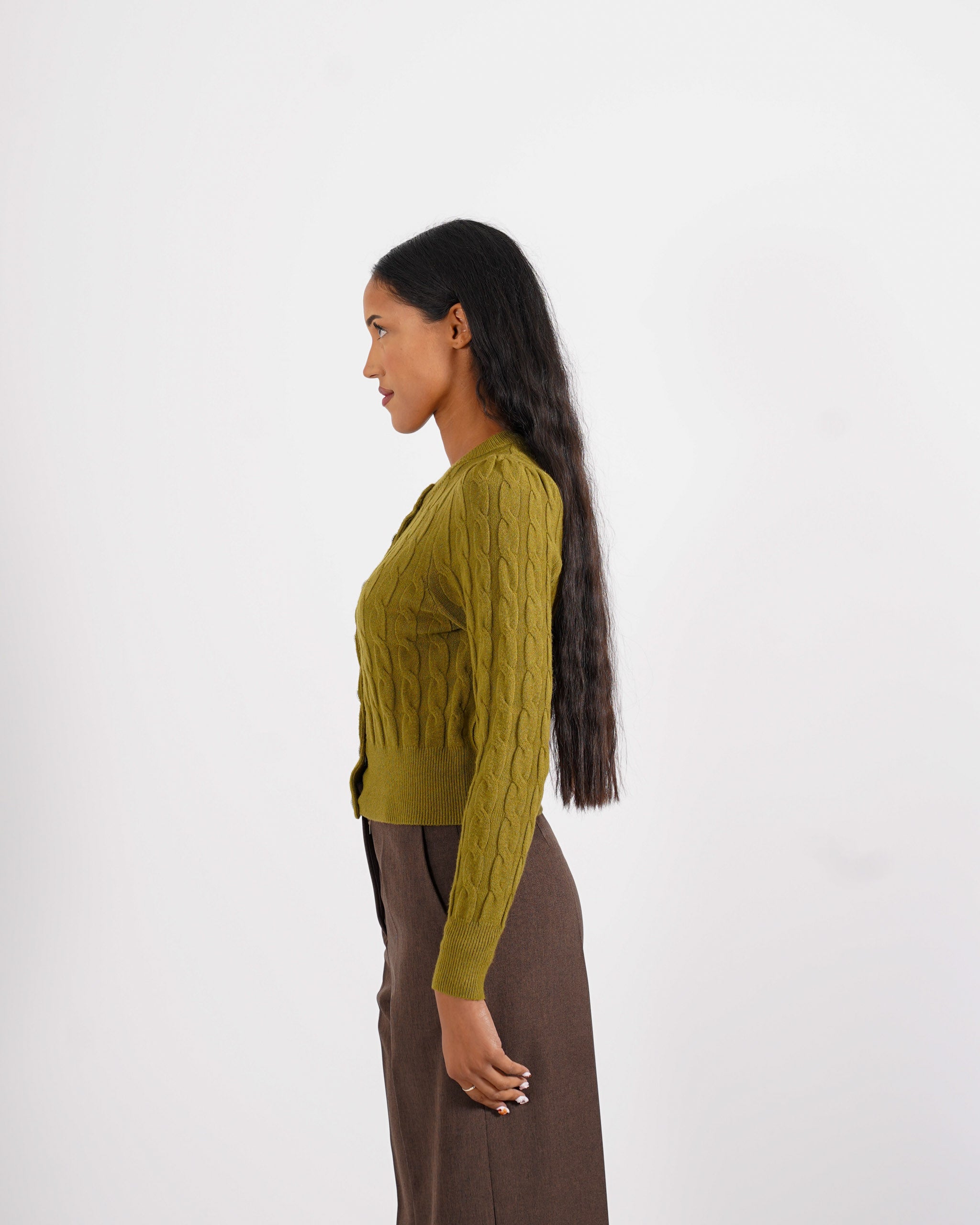 Cardigan a treccia con bottone gioiello - Diodata