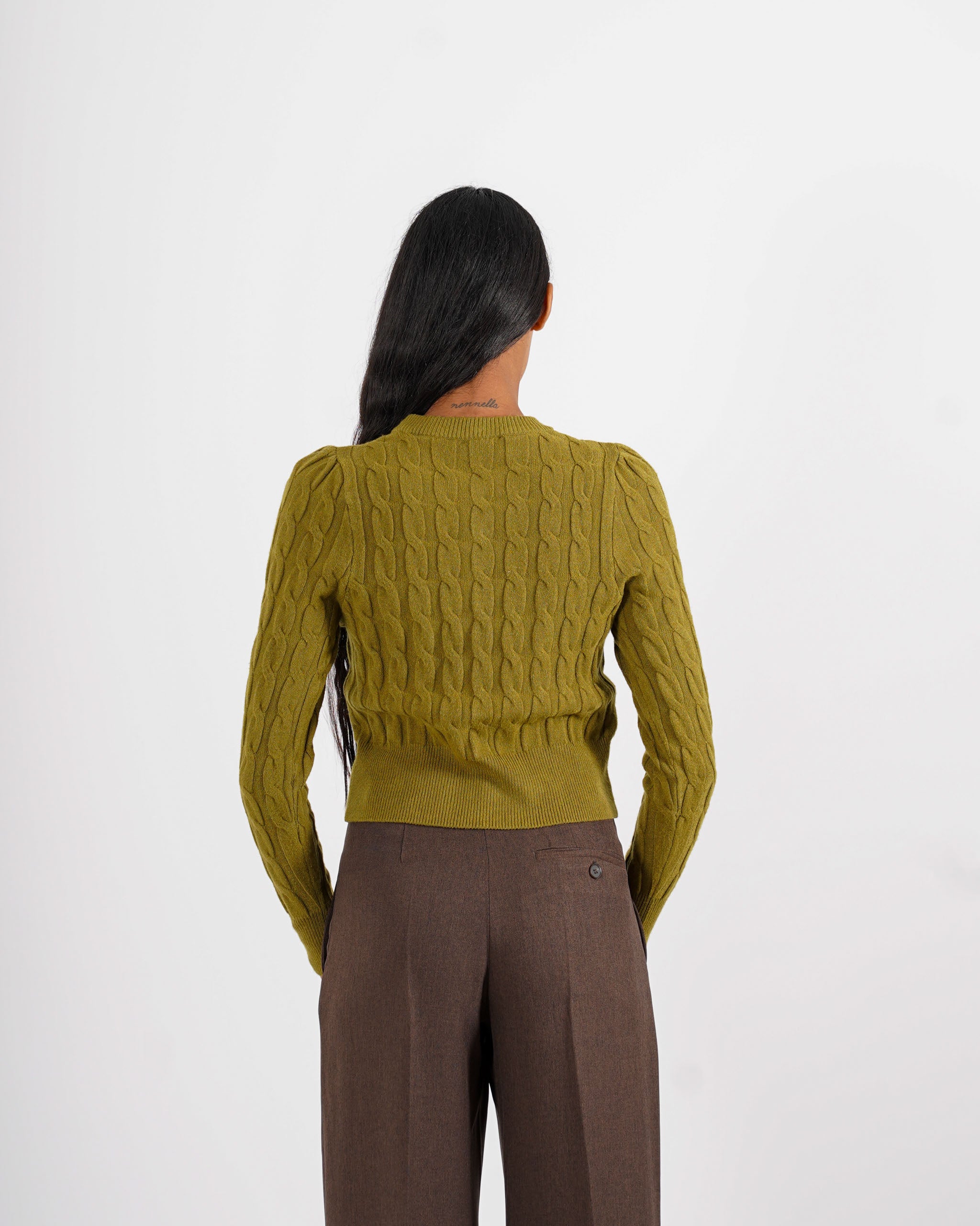 Cardigan a treccia con bottone gioiello - Diodata
