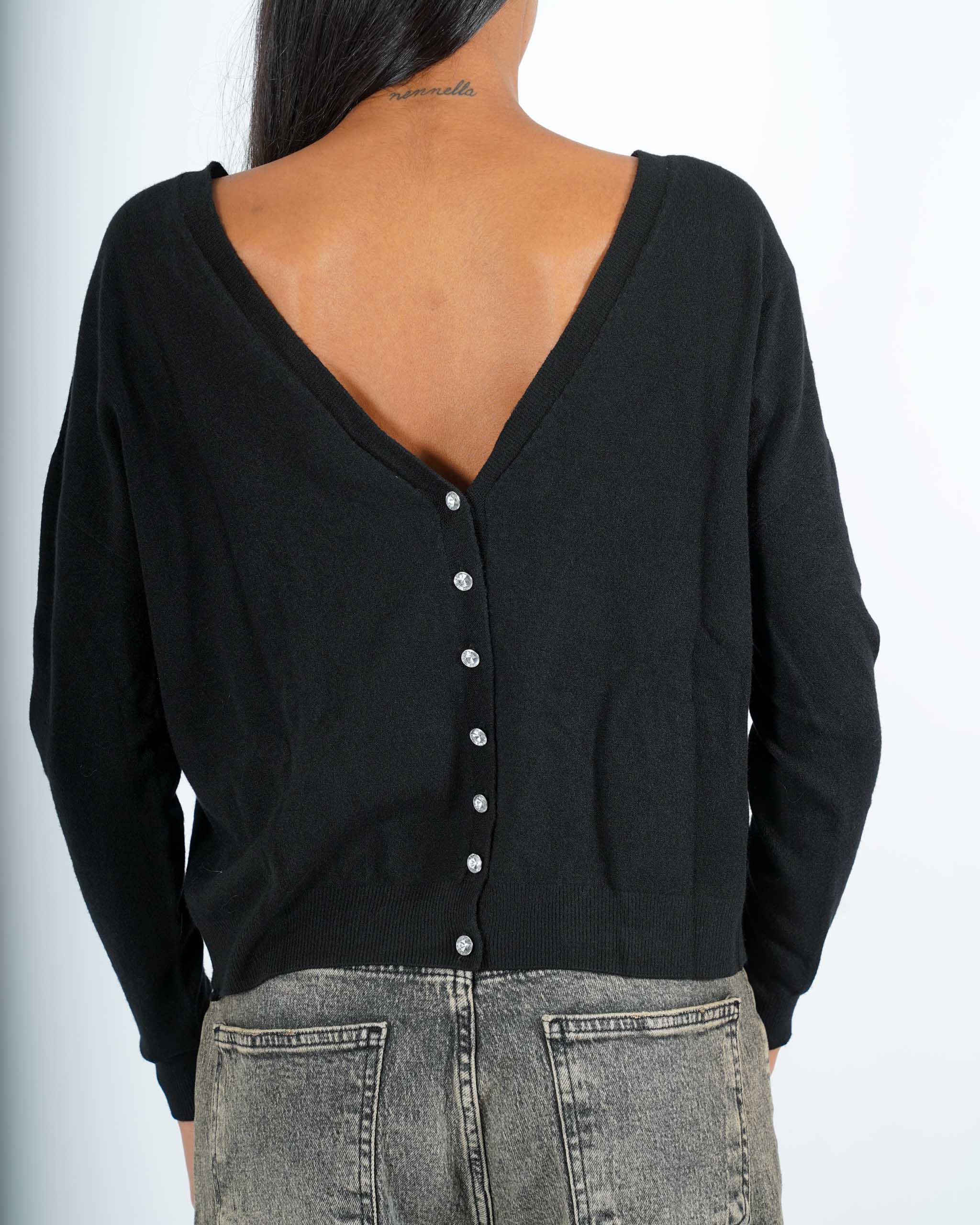 Maglia scollo a v con bottoni gioiello sul retro - Graziana