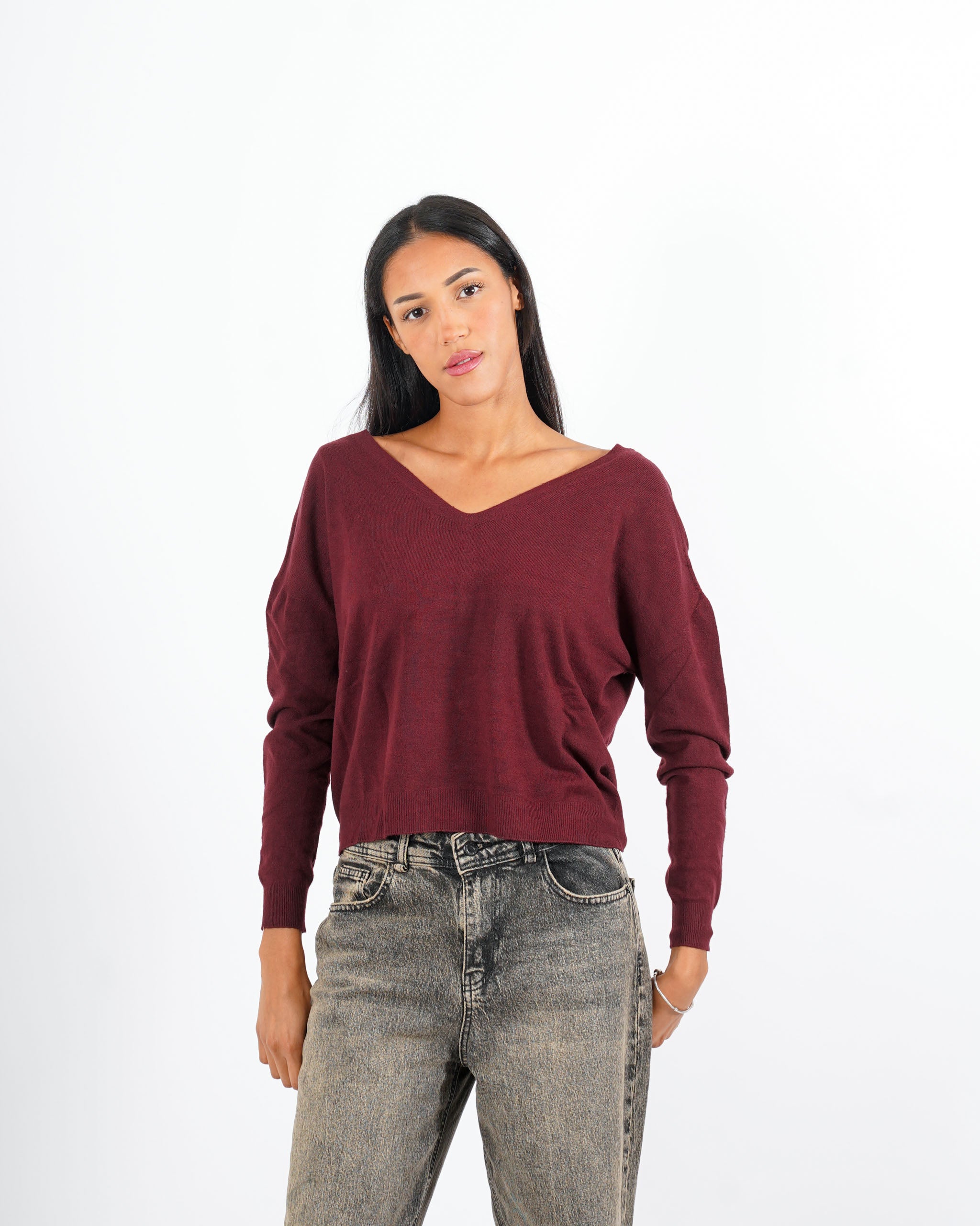 Maglia scollo a v con bottoni gioiello sul retro - Graziana