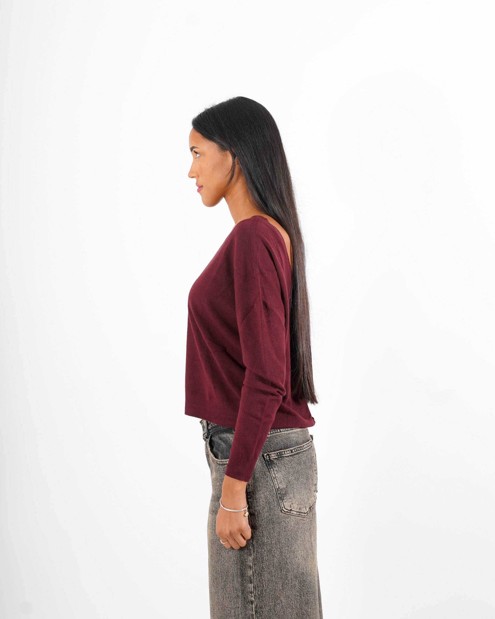 Maglia scollo a v con bottoni gioiello sul retro - Graziana