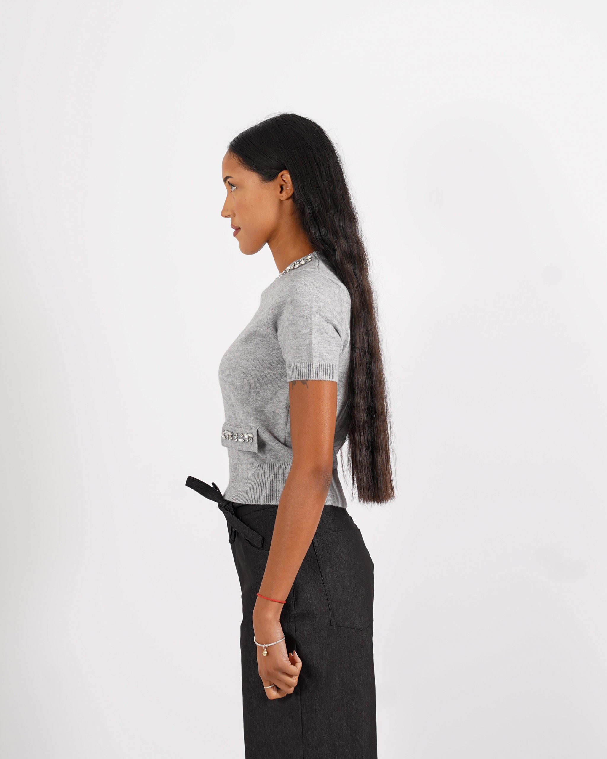 Maglia girocollo con applicazioni di strass - Orlanda