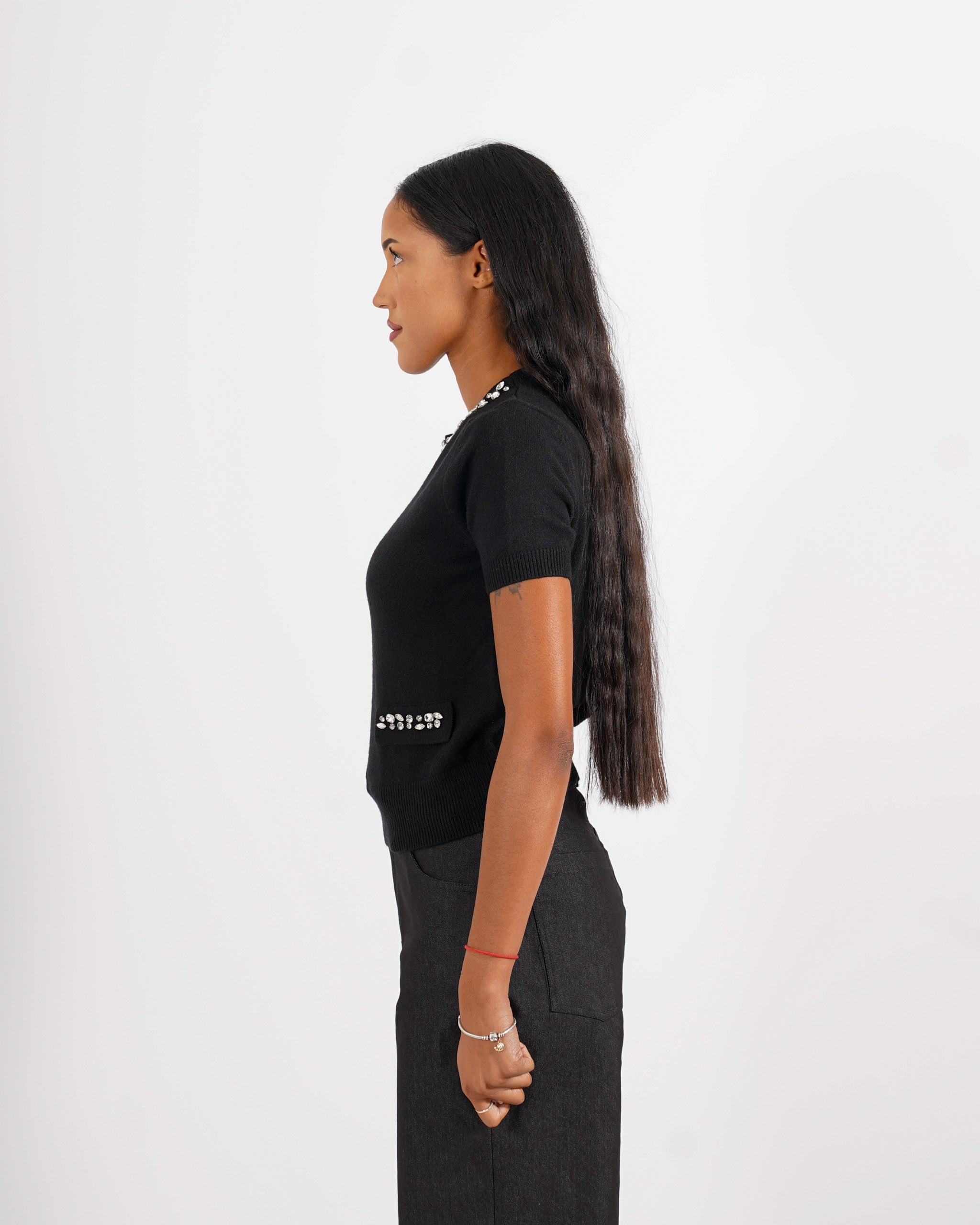 Maglia girocollo con applicazioni di strass - Orlanda