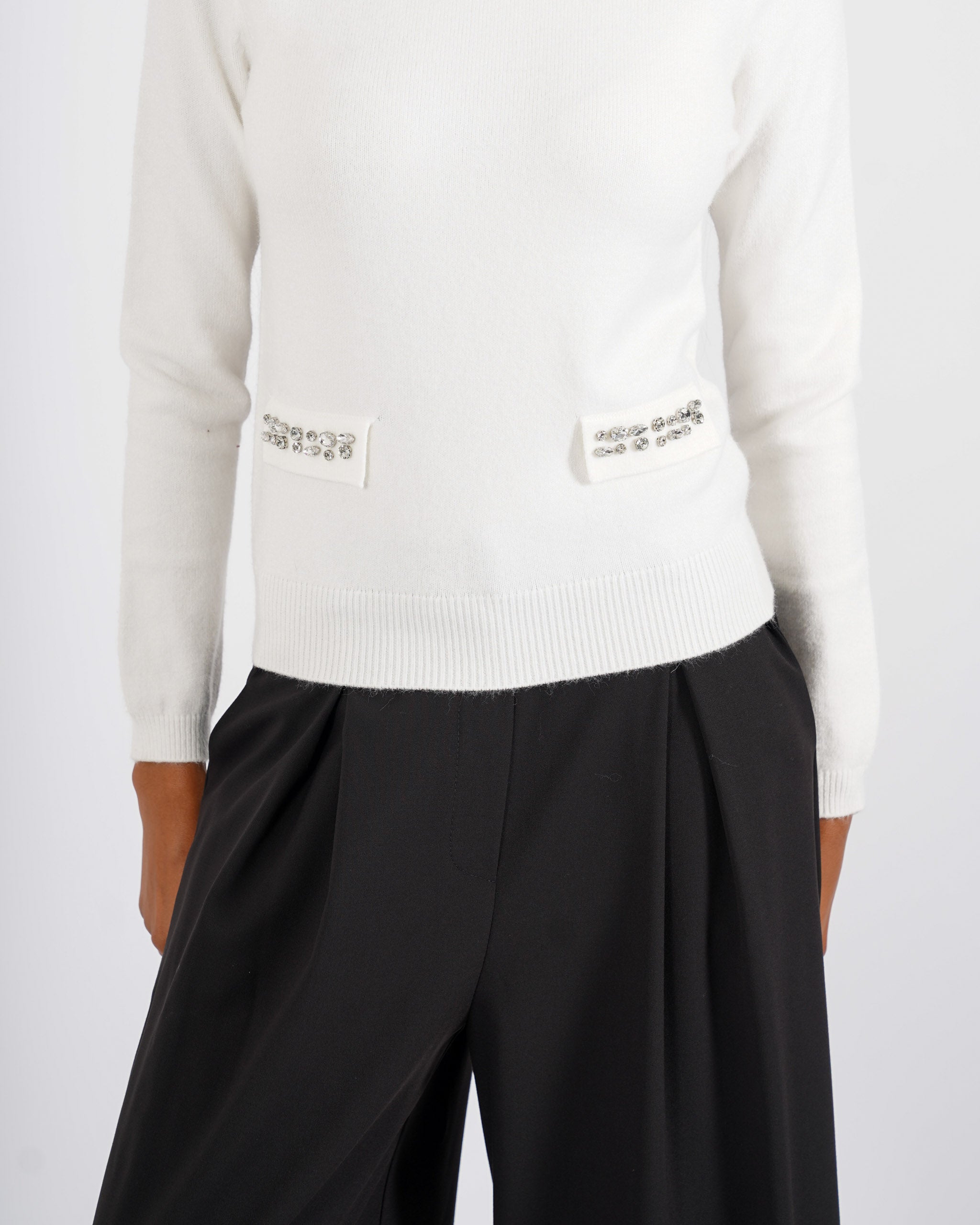 Maglia girocollo con applicazioni di strass - Pabla