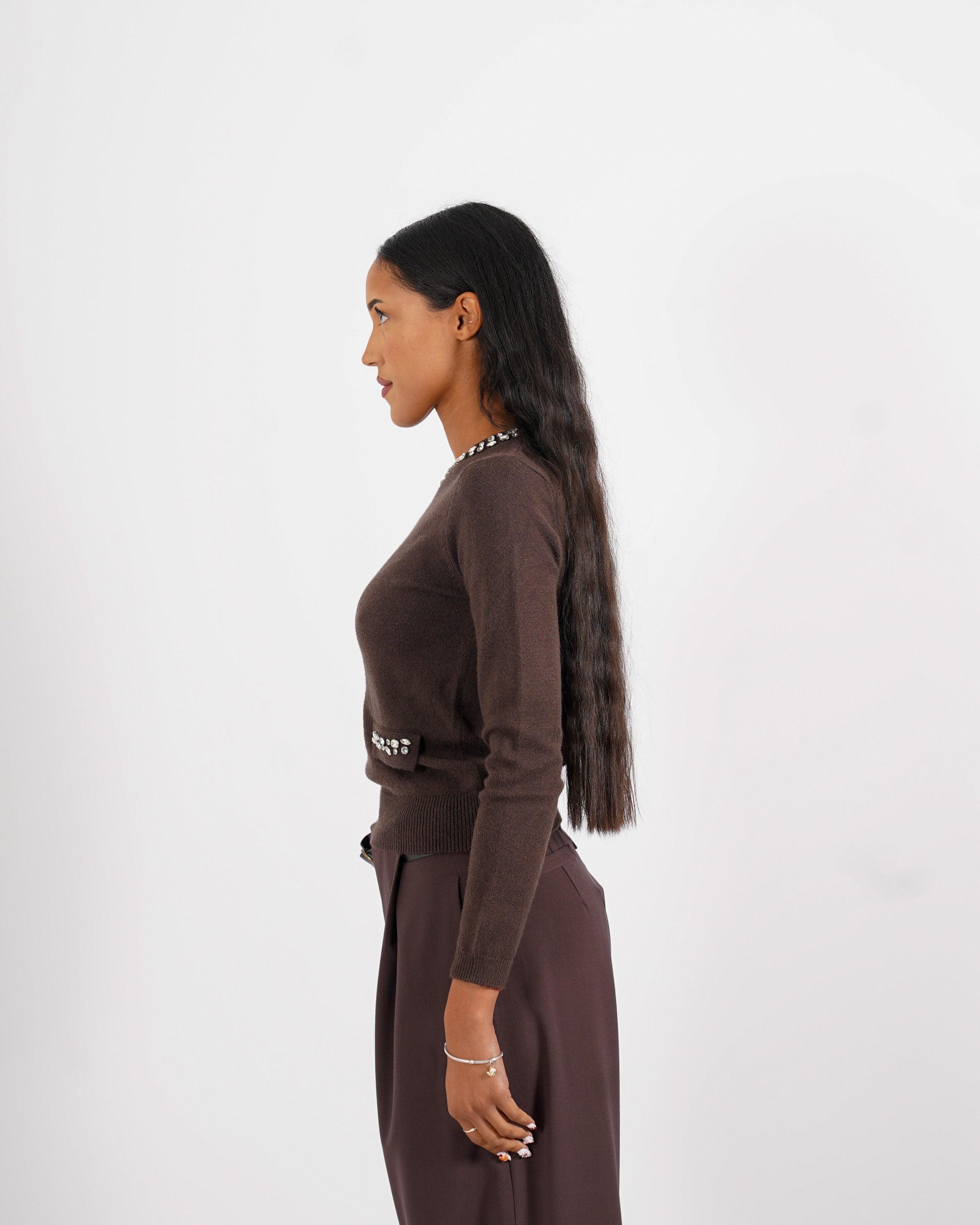 Maglia girocollo con applicazioni di strass - Pabla