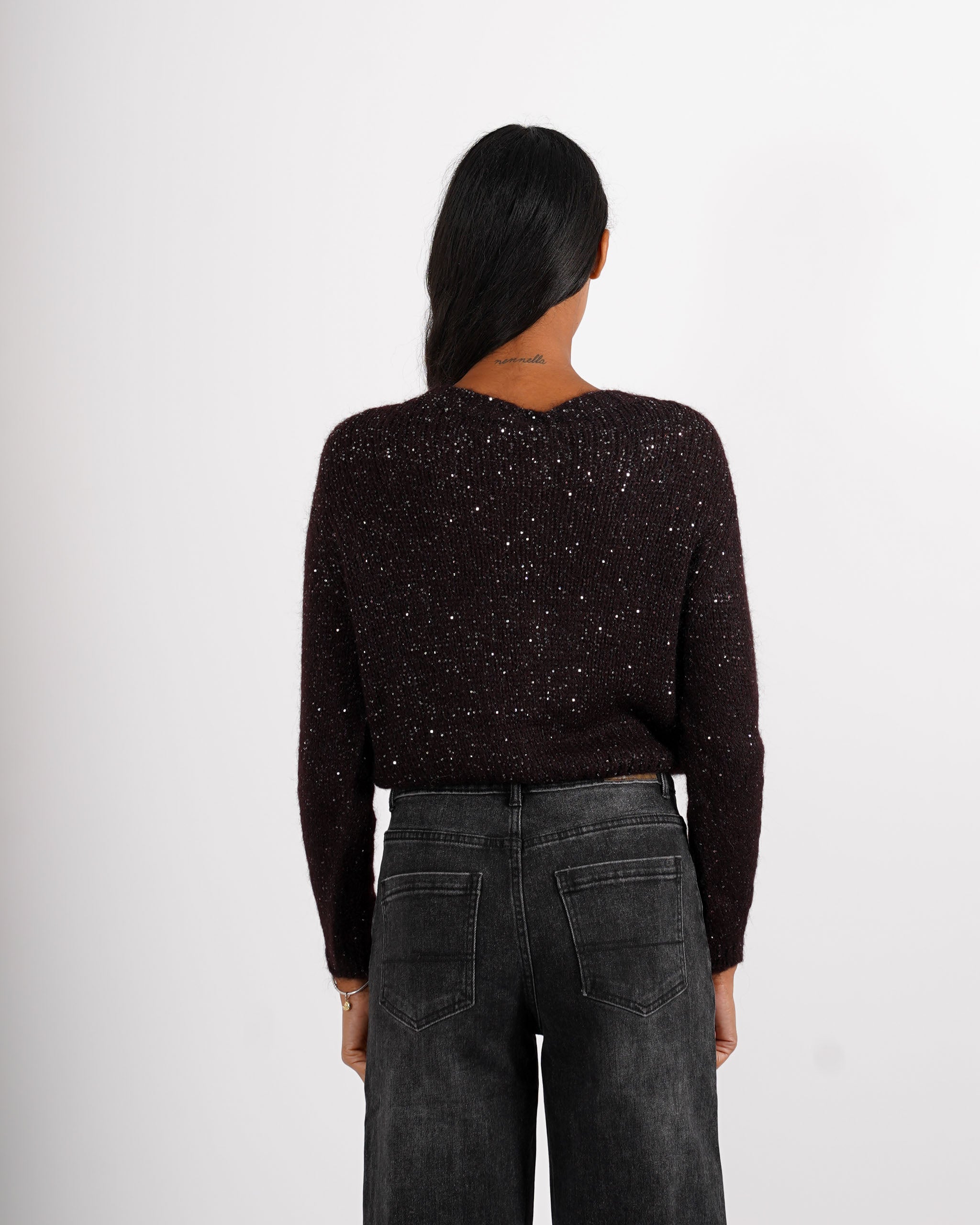Cardigan con bottone gioiello in lana mohair - Purezza
