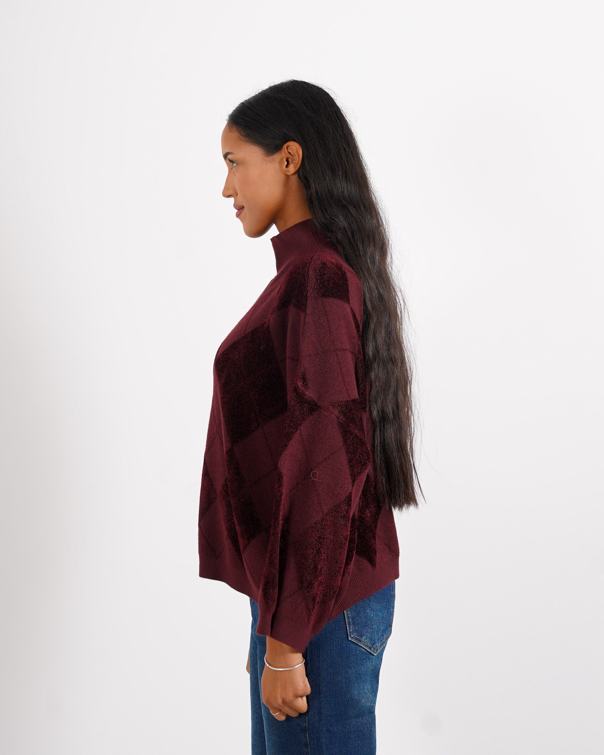 Maglia collo alto con losanghe in mano ciniglia - Tamaris