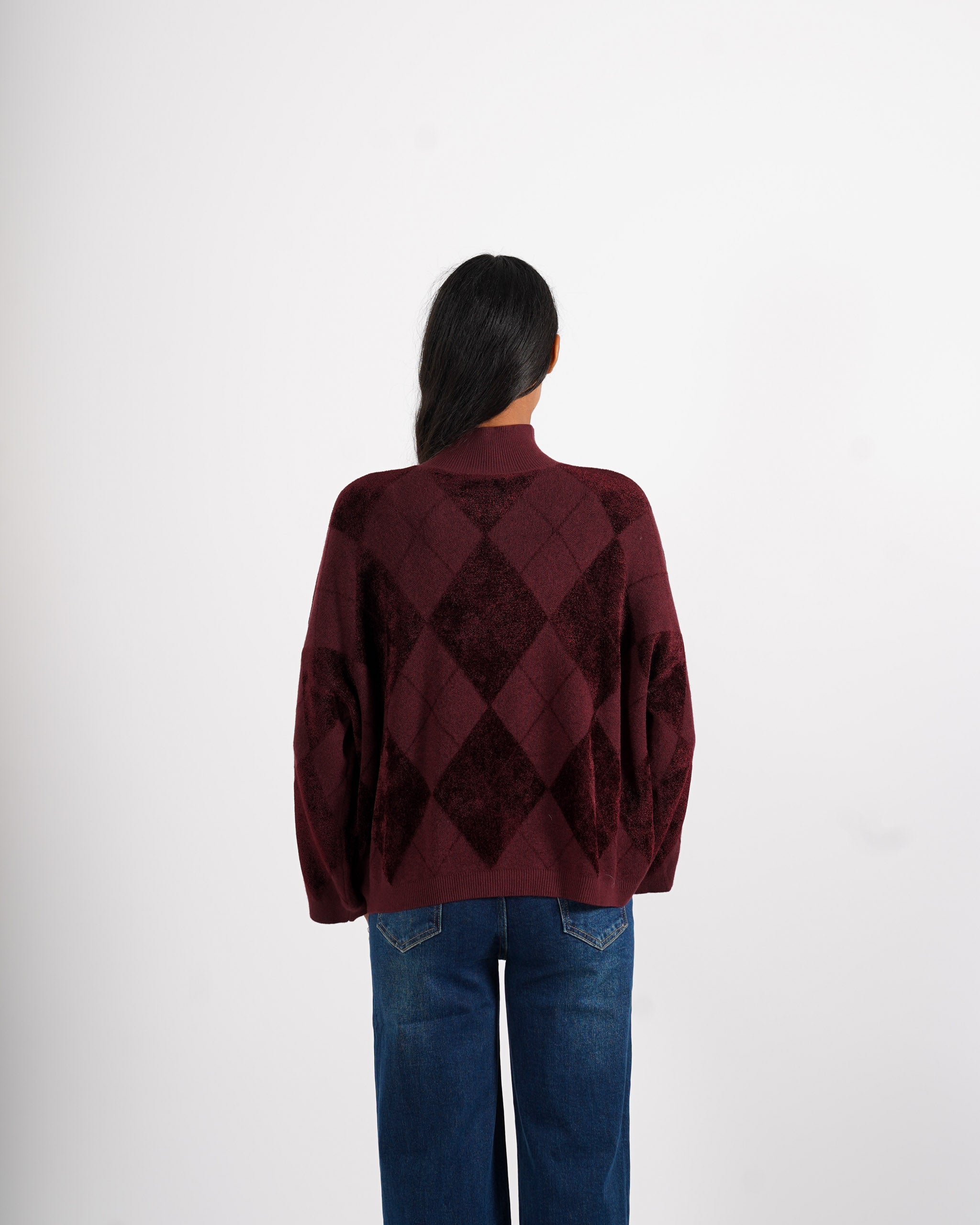 Maglia collo alto con losanghe in mano ciniglia - Tamaris
