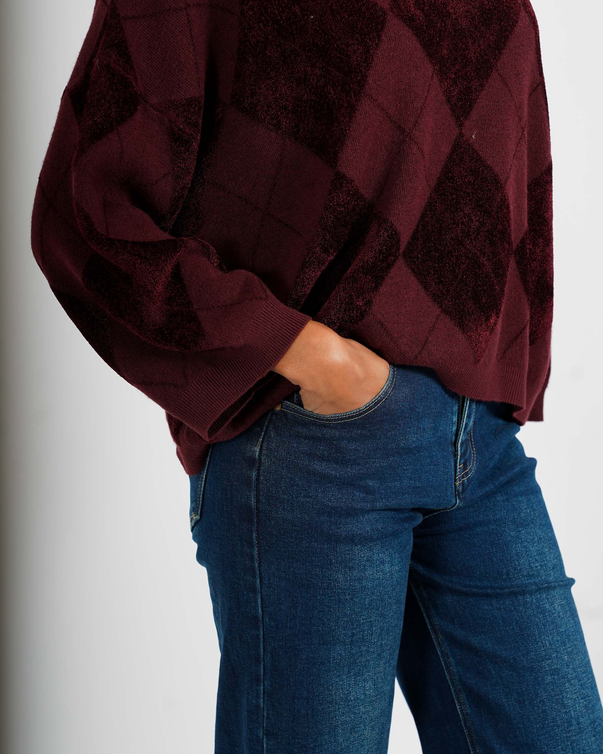 Maglia collo alto con losanghe in mano ciniglia - Tamaris
