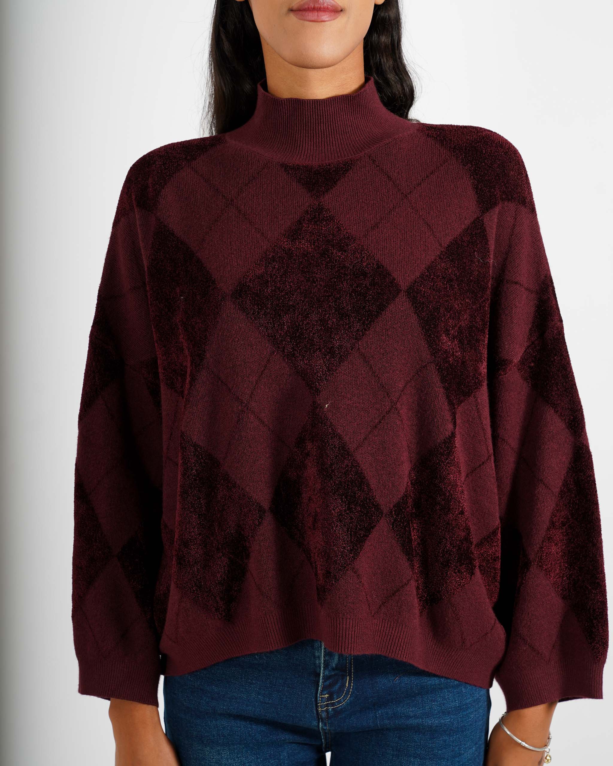 Maglia collo alto con losanghe in mano ciniglia - Tamaris