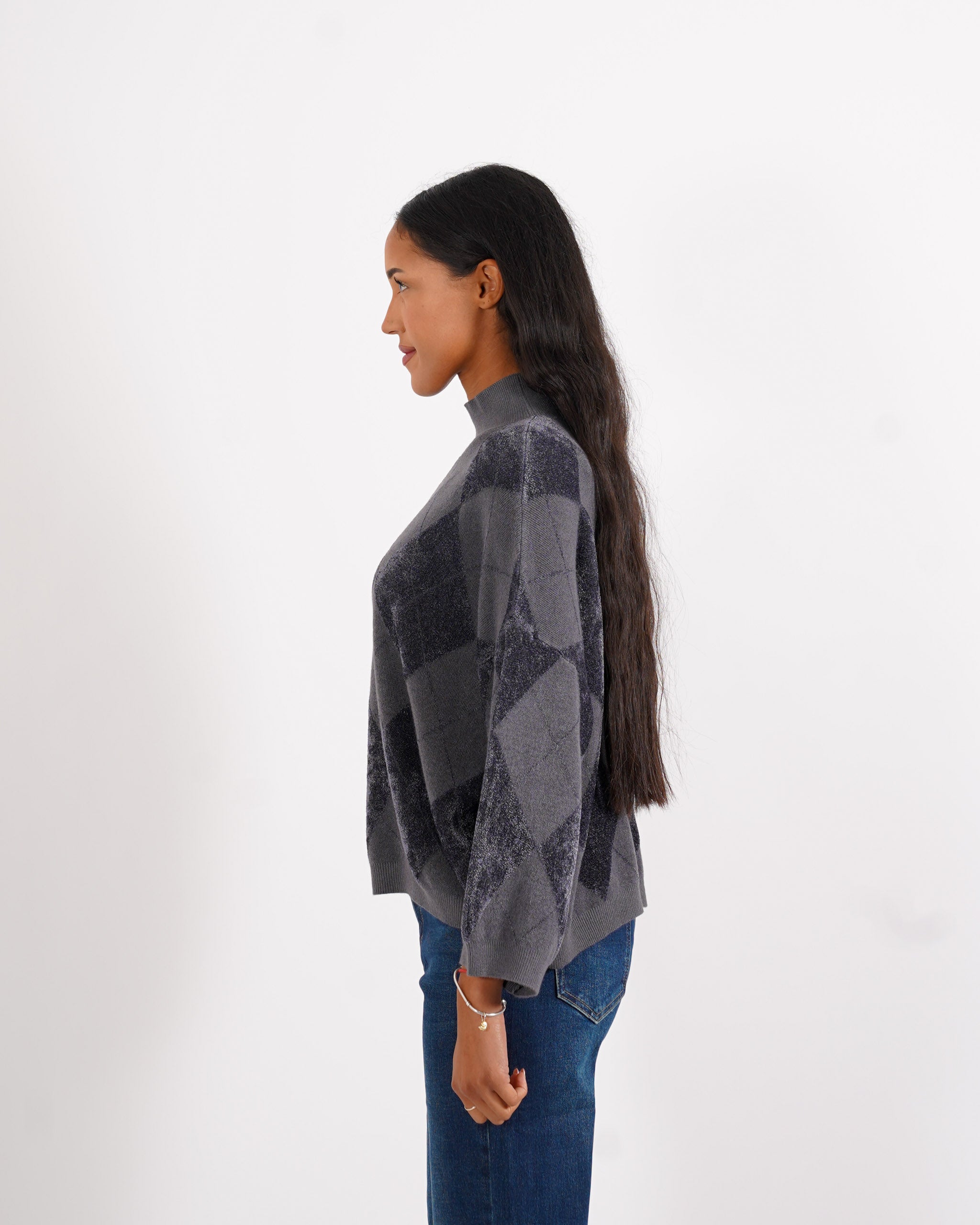 Maglia collo alto con losanghe in mano ciniglia - Tamaris