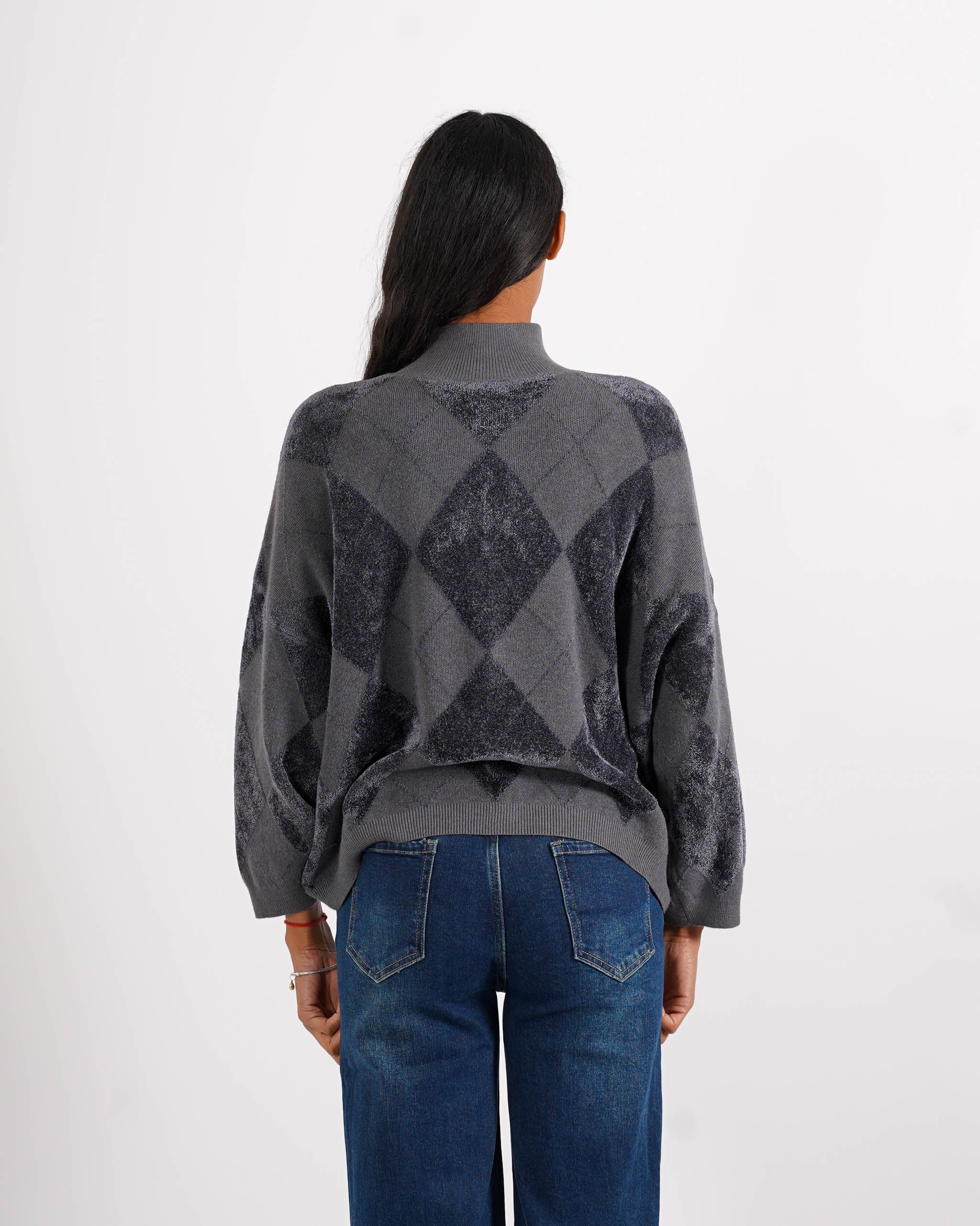 Maglia collo alto con losanghe in mano ciniglia - Tamaris