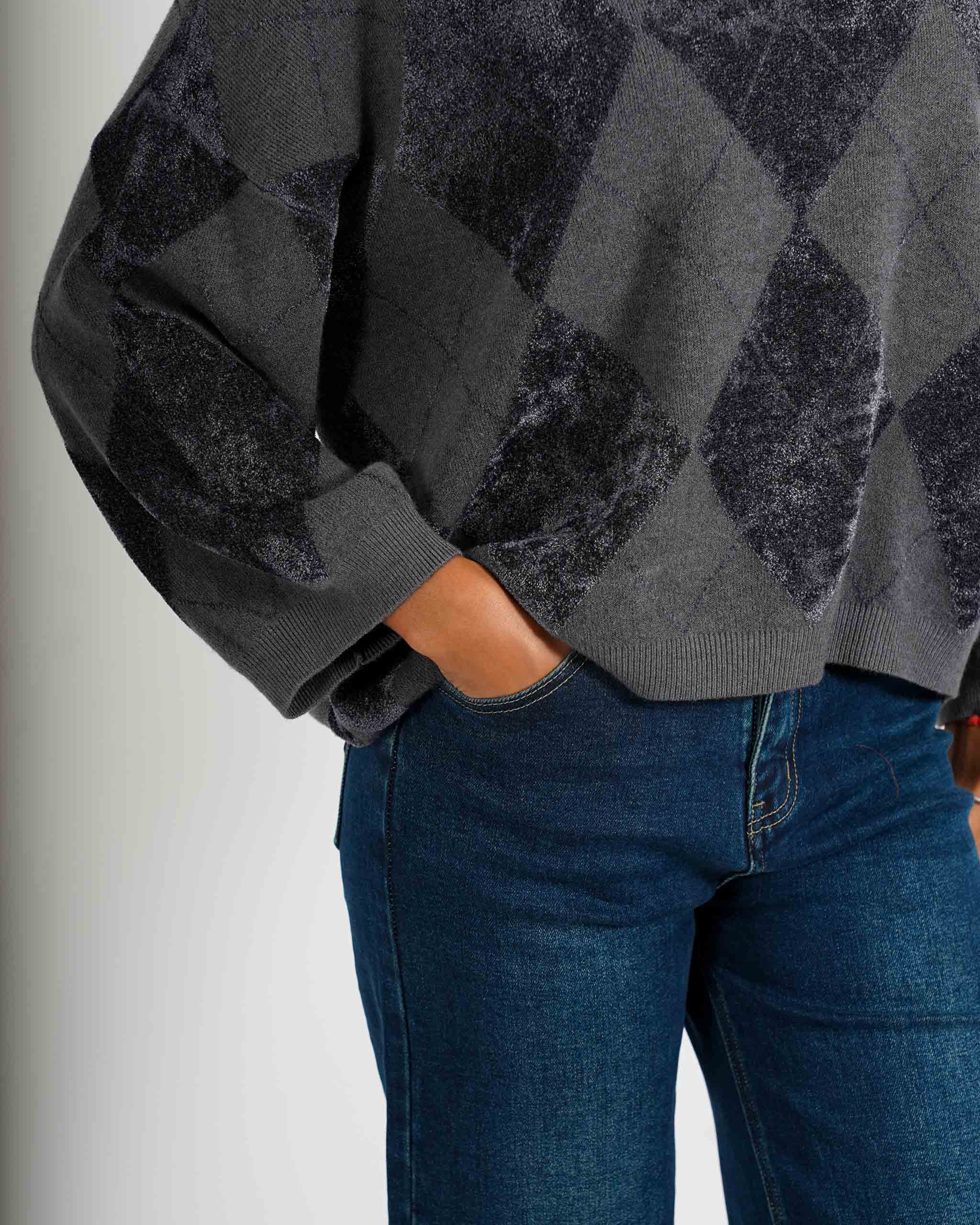 Maglia collo alto con losanghe in mano ciniglia - Tamaris