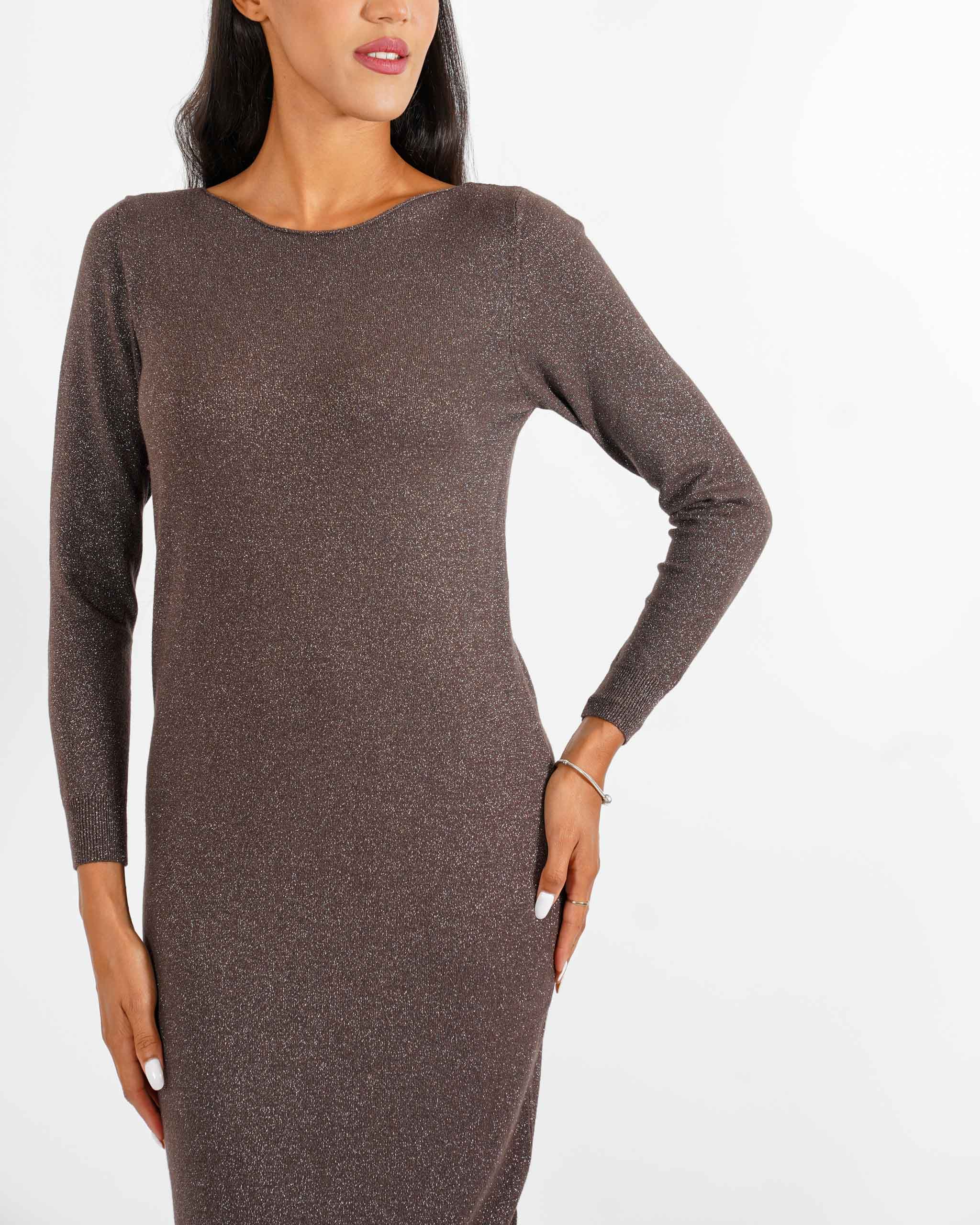 Abito girocollo in mano crepe con lurex - Zita