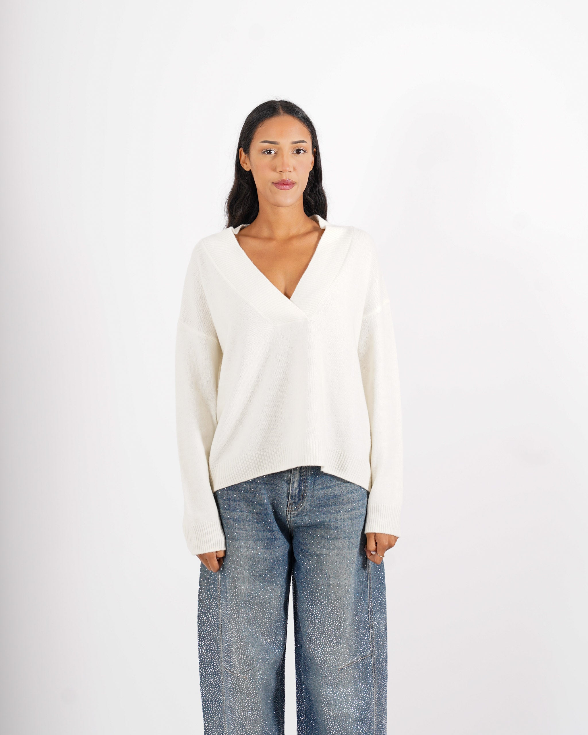 Maglia scollo a V in lana - Gianna