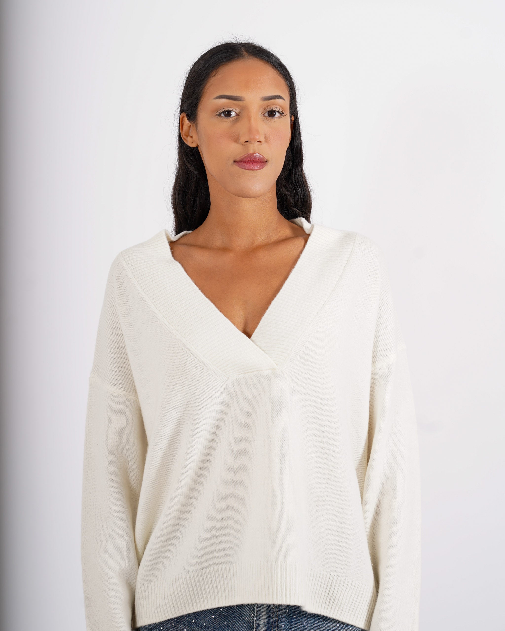 Maglia scollo a V in lana - Gianna