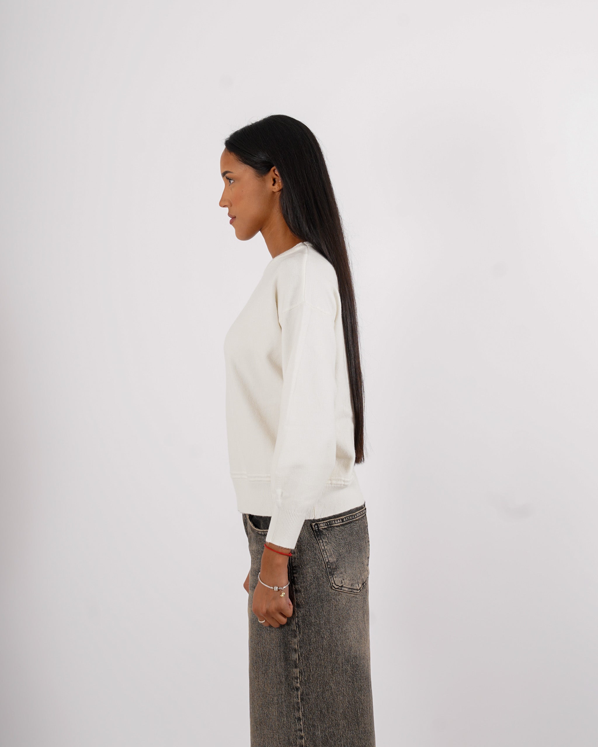 Maglia girocollo con spacchetti sul fondo - Mariagrazia