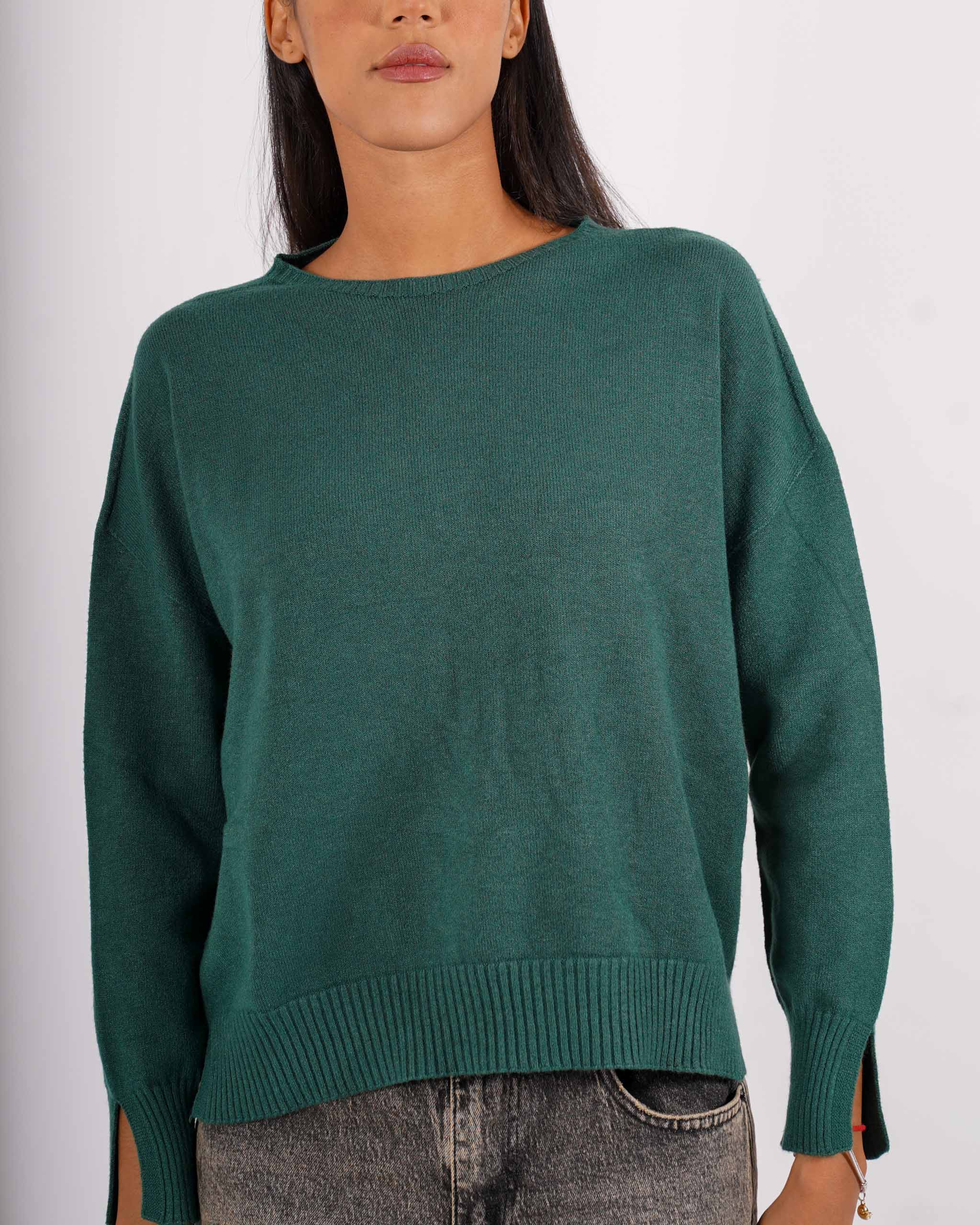 Maglia girocollo con spacchetti sul fondo - Mariagrazia