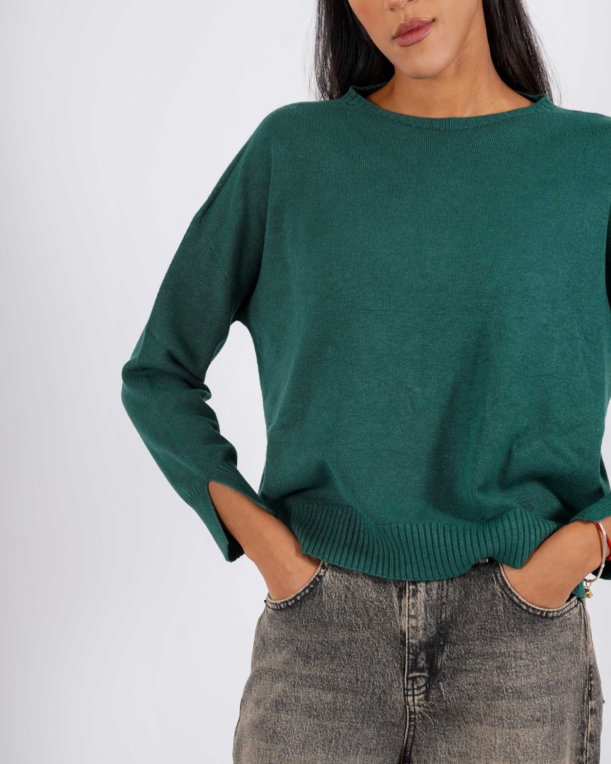 Maglia girocollo con spacchetti sul fondo - Mariagrazia