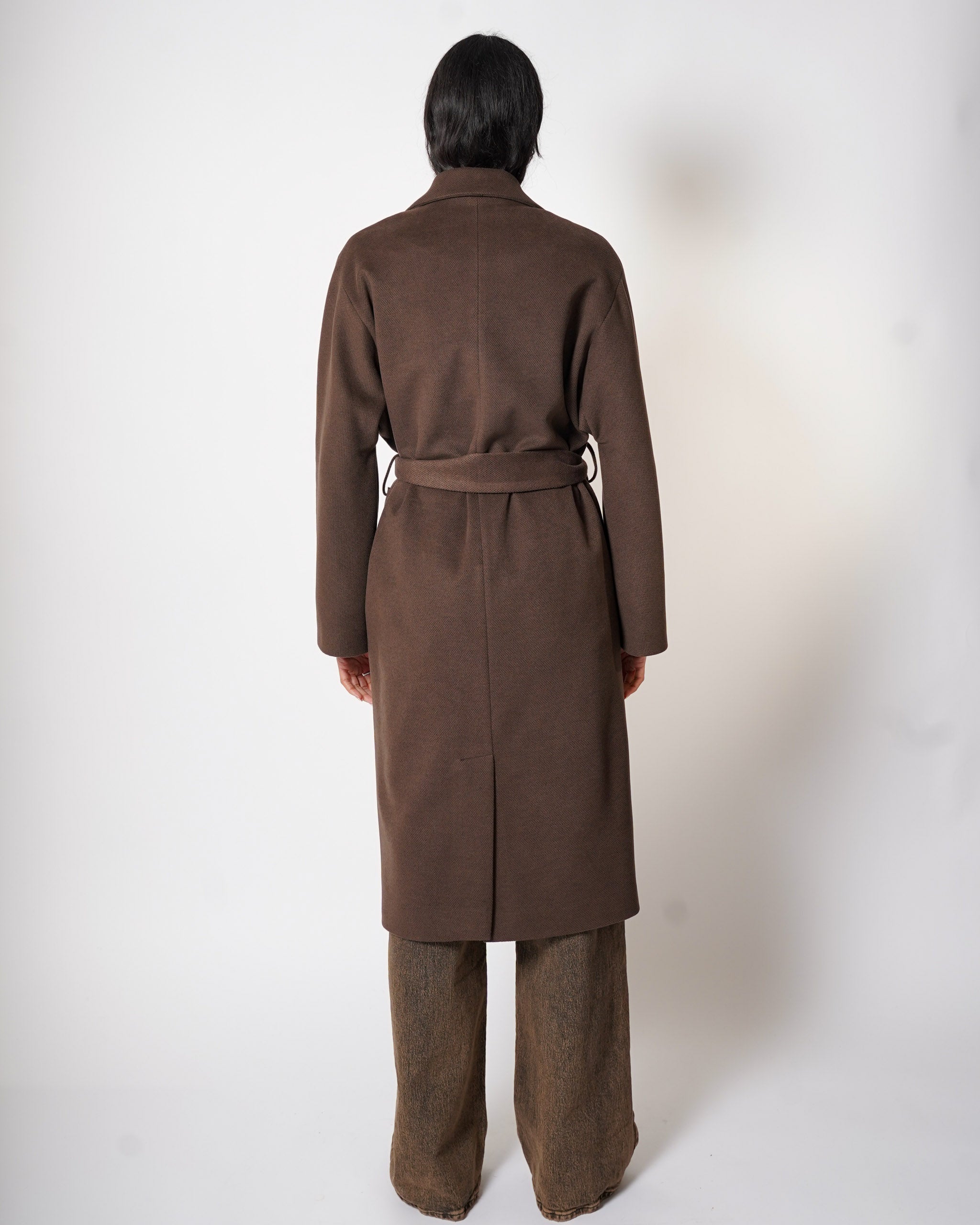 Cappotto lungo con cintura rimovibile, tasche e spalla costruita - Mister