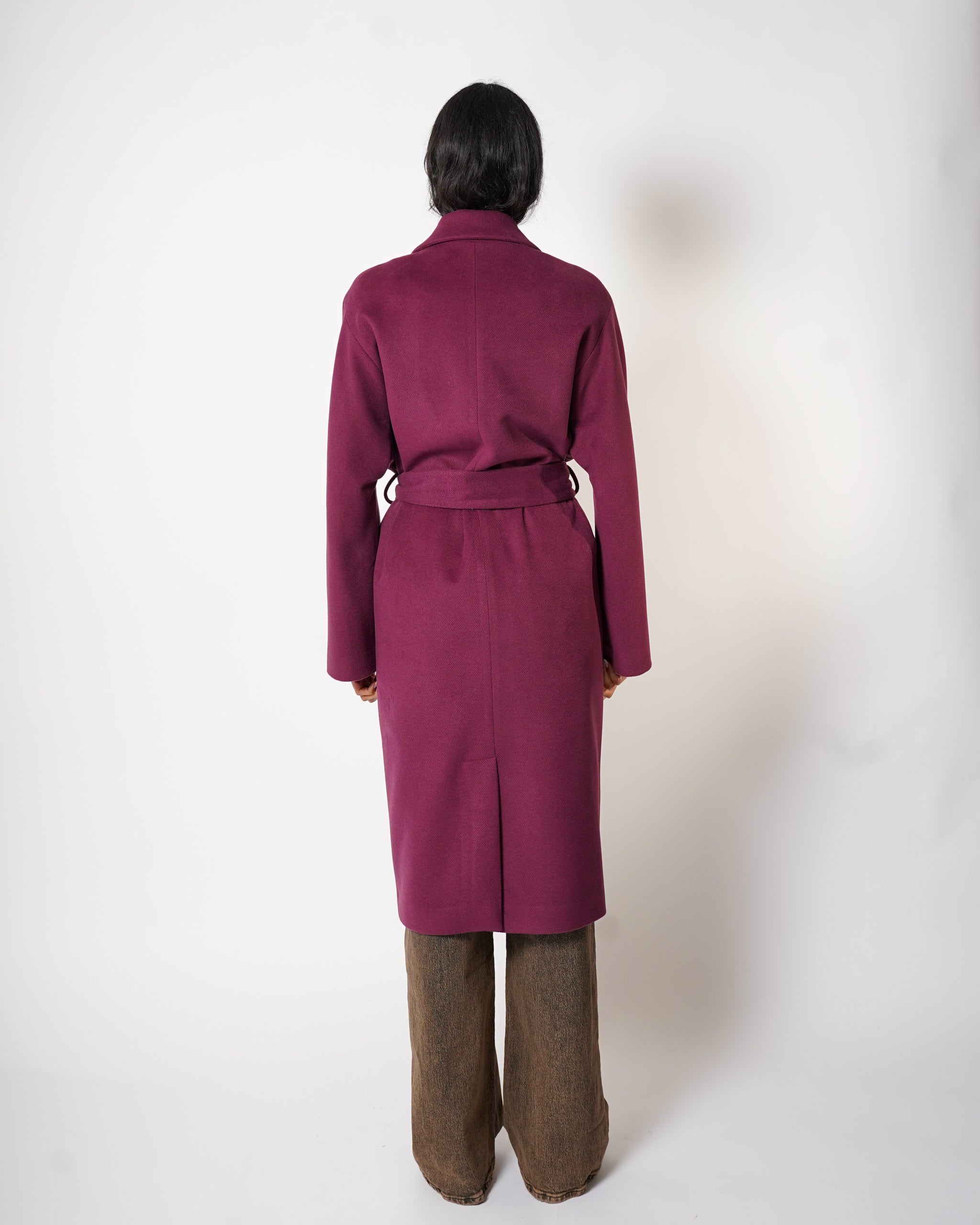 Cappotto lungo con cintura rimovibile, tasche e spalla costruita - Mister