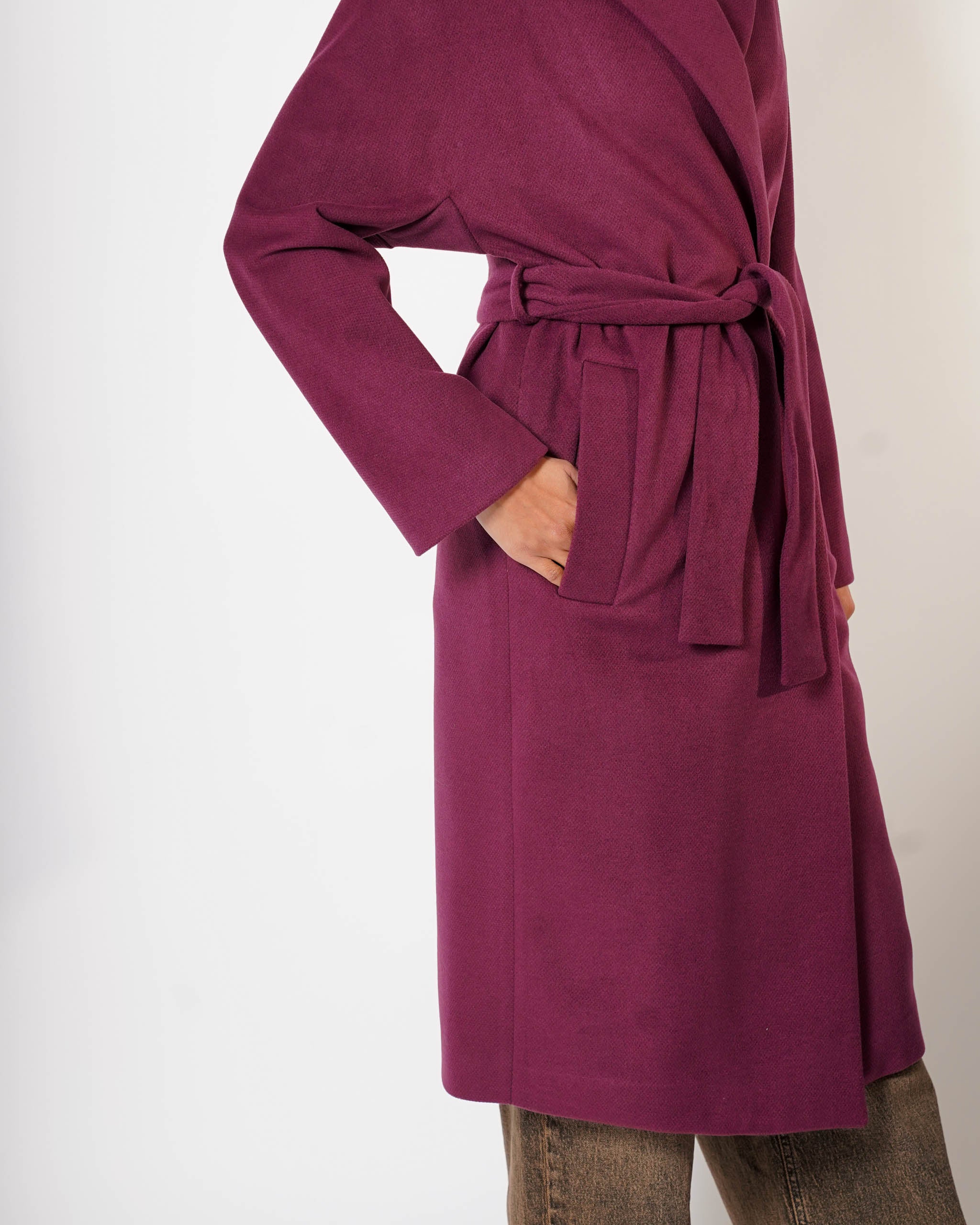 Cappotto lungo con cintura rimovibile, tasche e spalla costruita - Mister