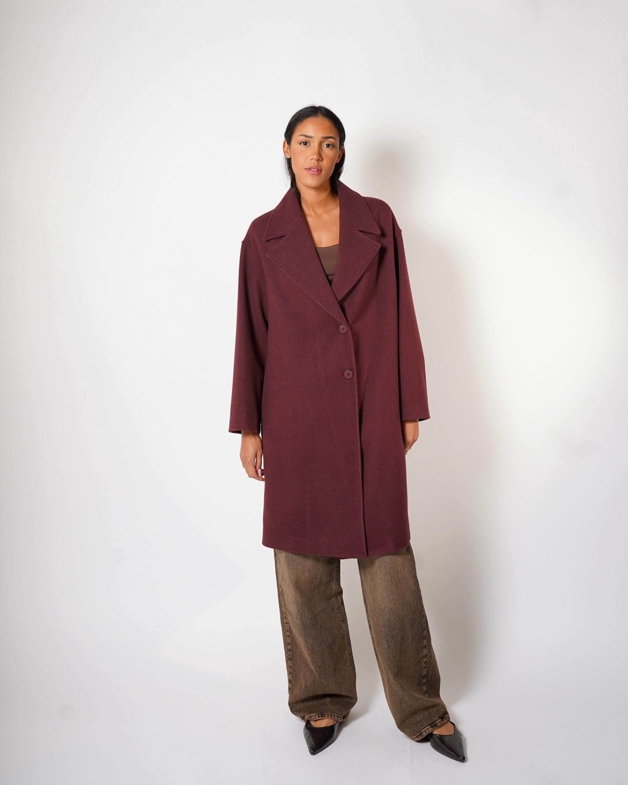 Cappotto over monopetto con manica raglan - Cigno