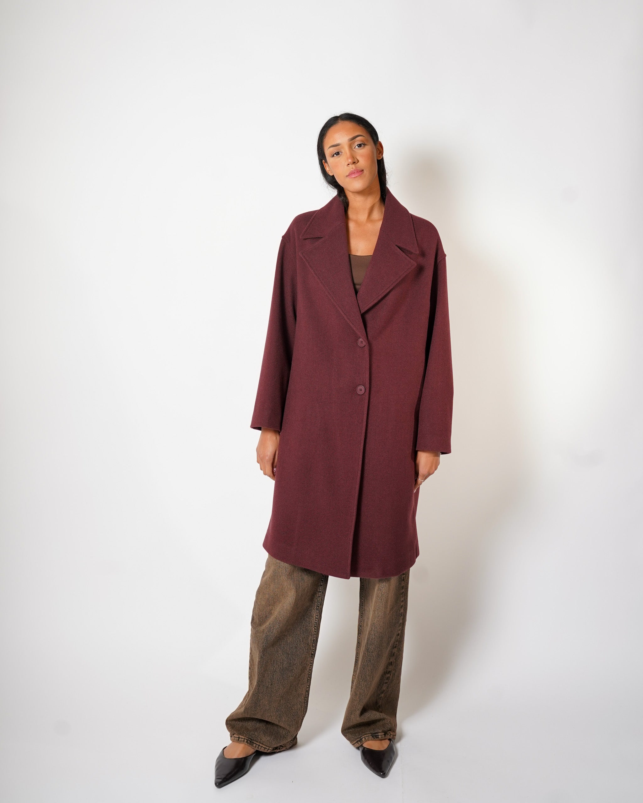 Cappotto over monopetto con manica raglan - Cigno