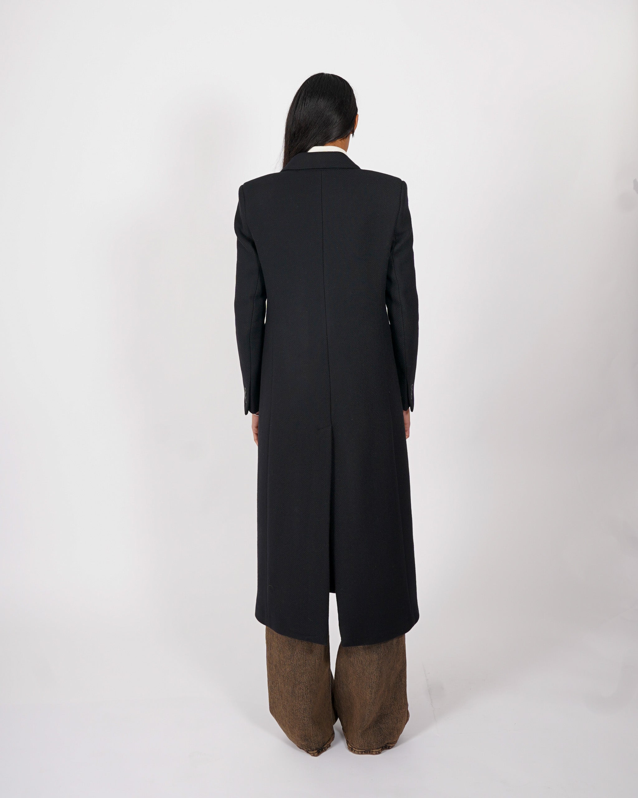 Cappotto lungo doppio petto con spalla costruita in misto lana - Richard