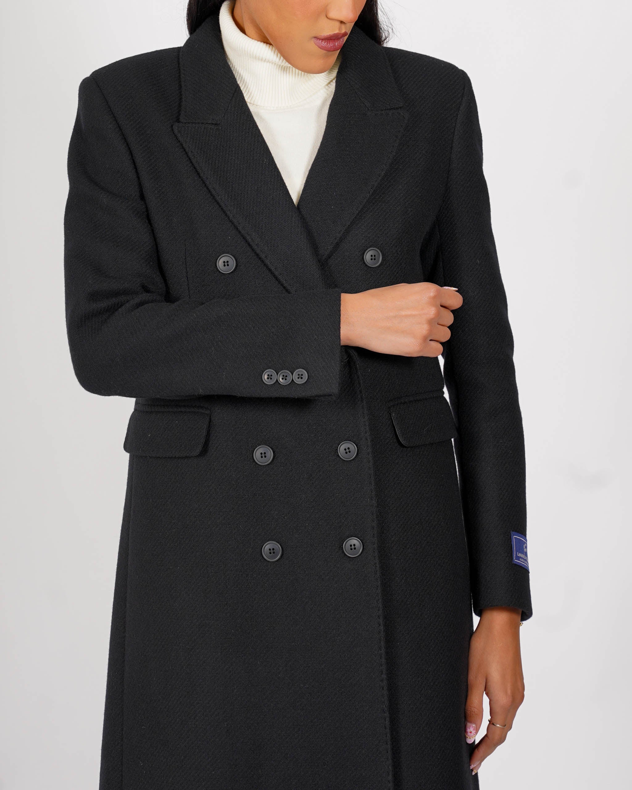 Cappotto lungo doppio petto con spalla costruita in misto lana - Richard