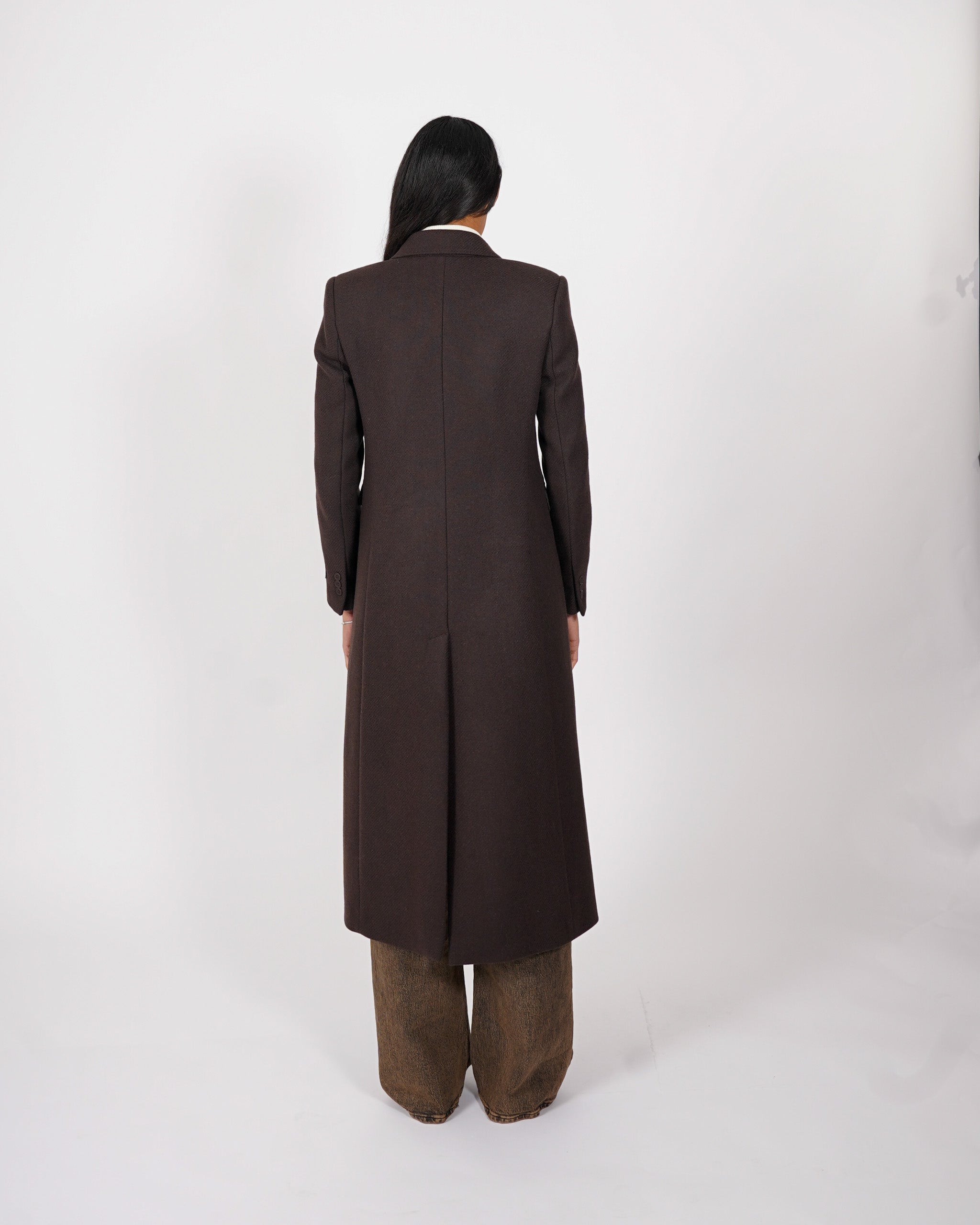 Cappotto lungo doppio petto con spalla costruita in misto lana - Richard