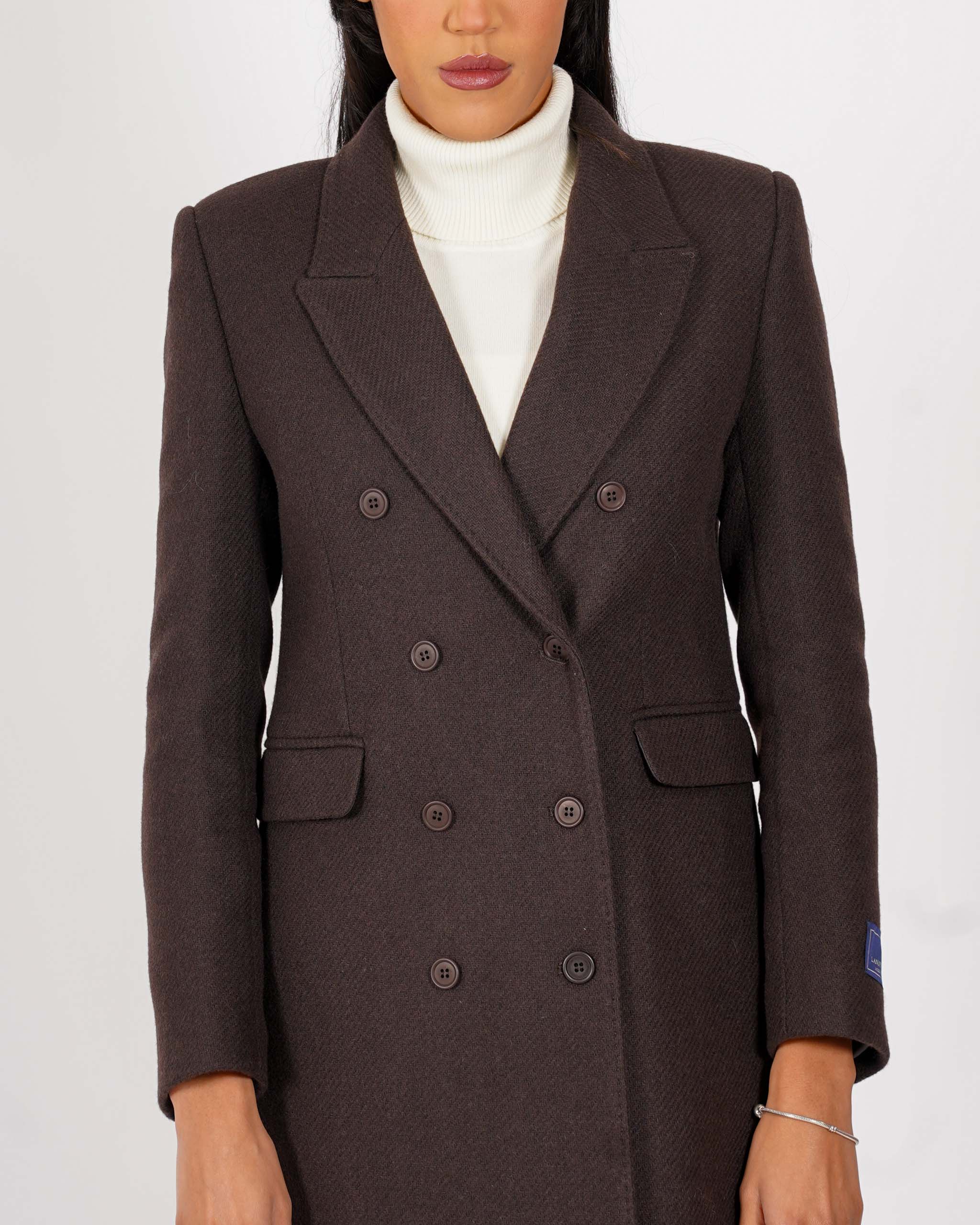 Cappotto lungo doppio petto con spalla costruita in misto lana - Richard