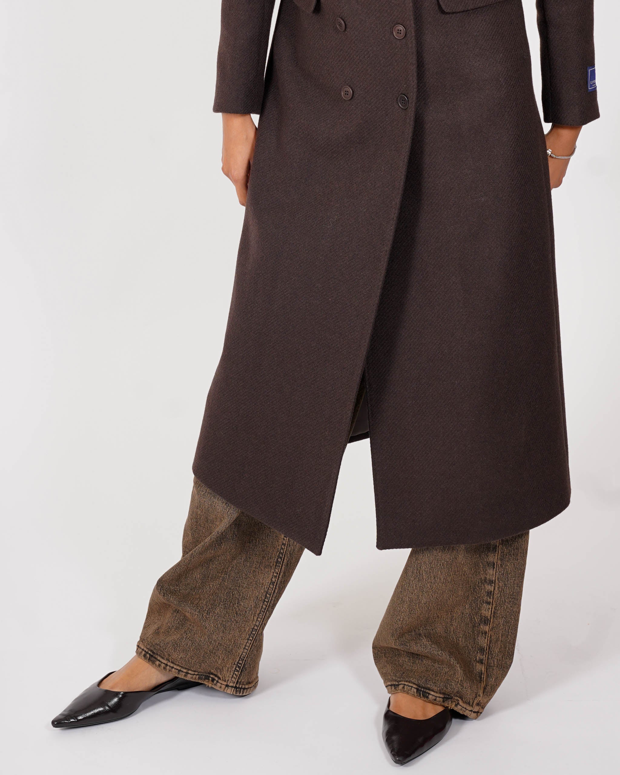 Cappotto lungo doppio petto con spalla costruita in misto lana - Richard