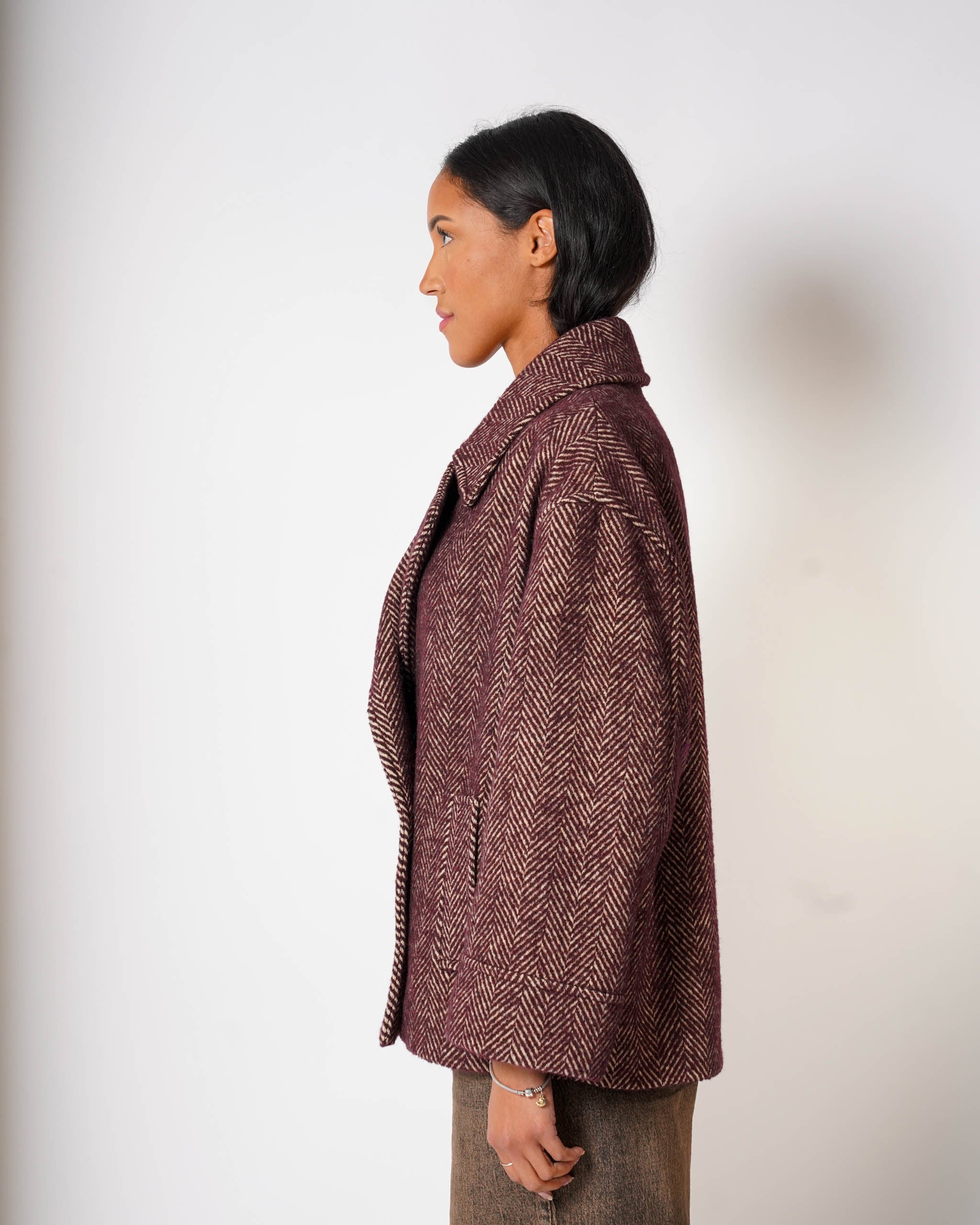 Caban doppio petto con tessuto spigato - Berta