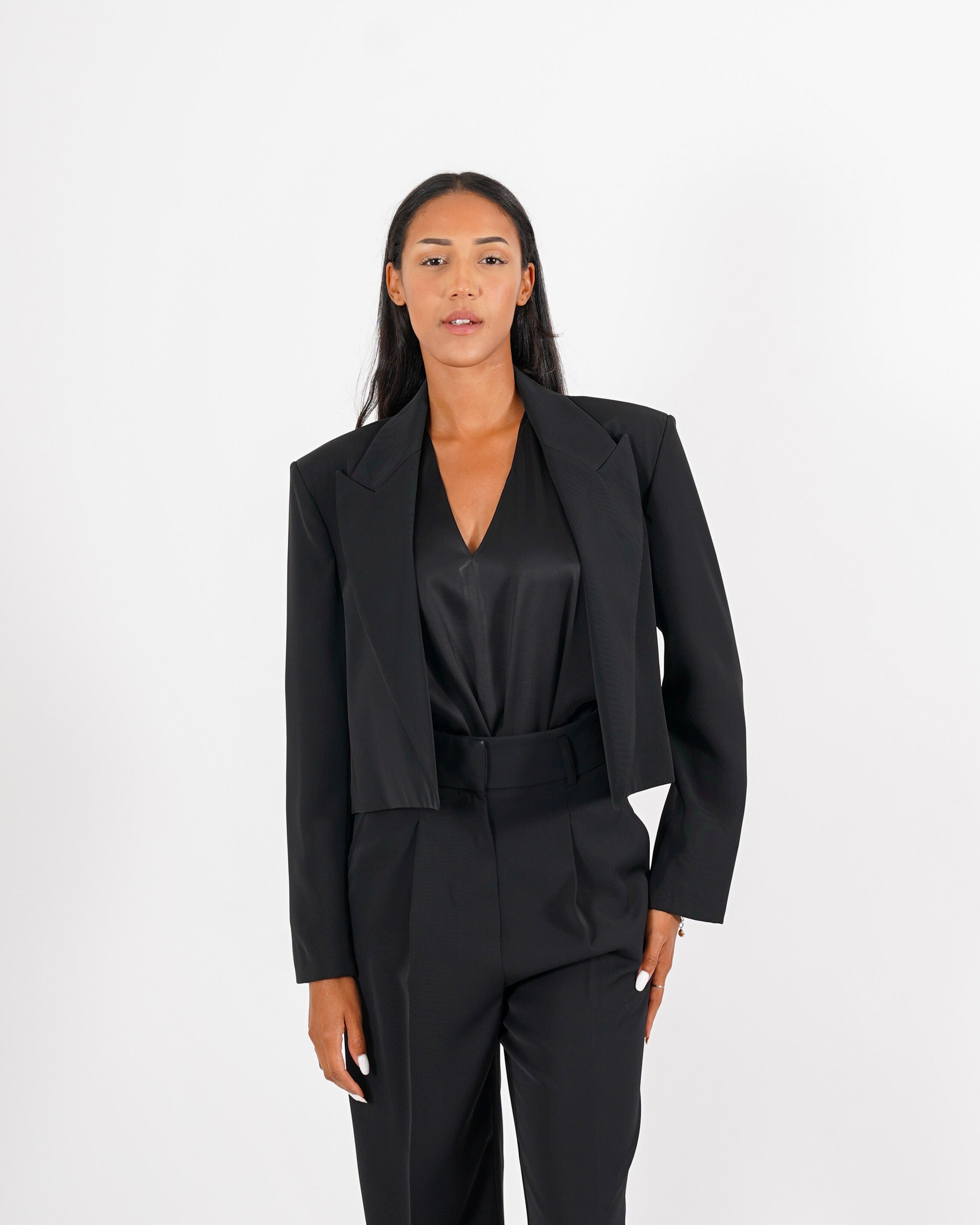 Spencer giacca cropped con rever a lancia - Sadica