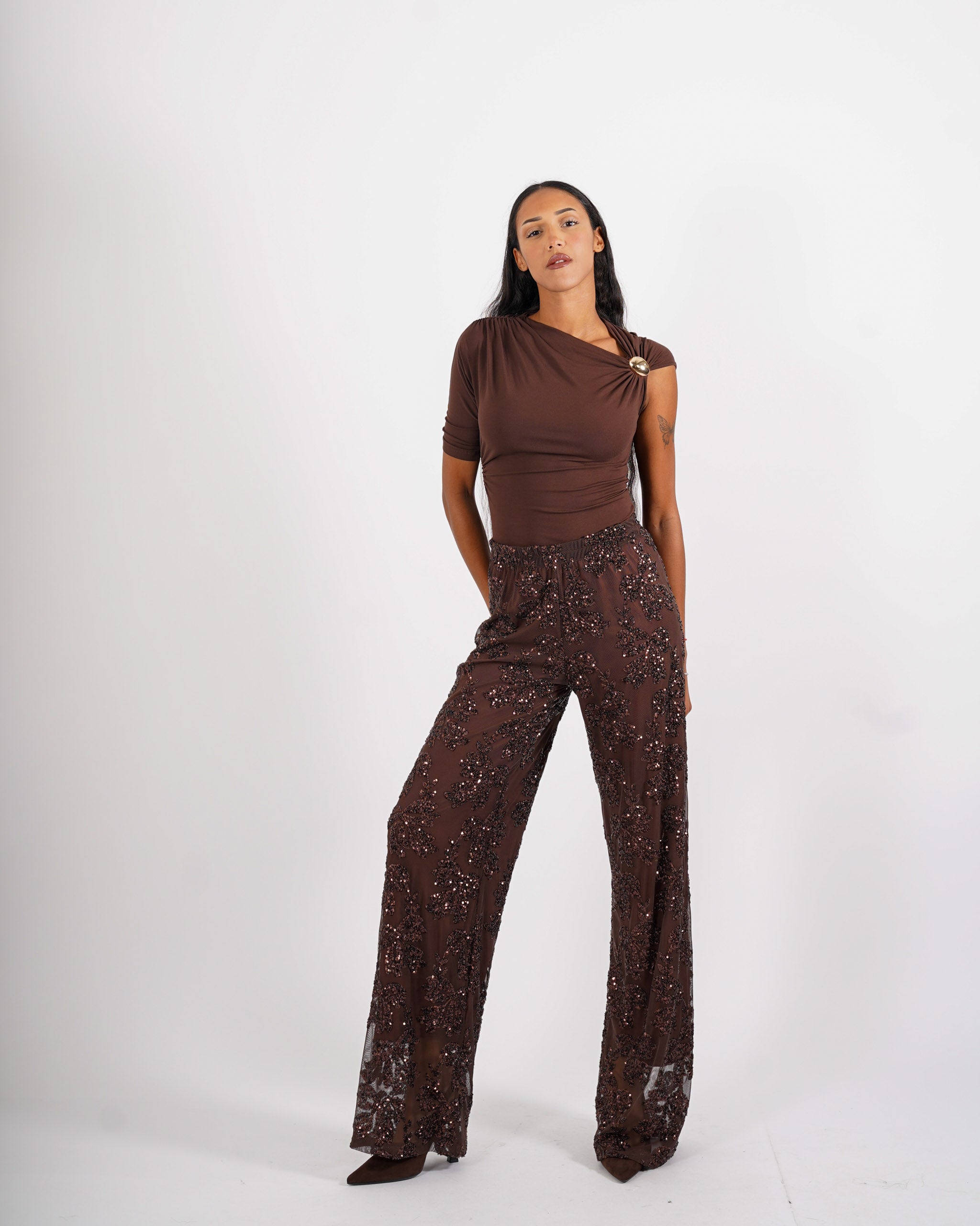 Pantaloni con elastico in vita full paillettes - Bruxelles