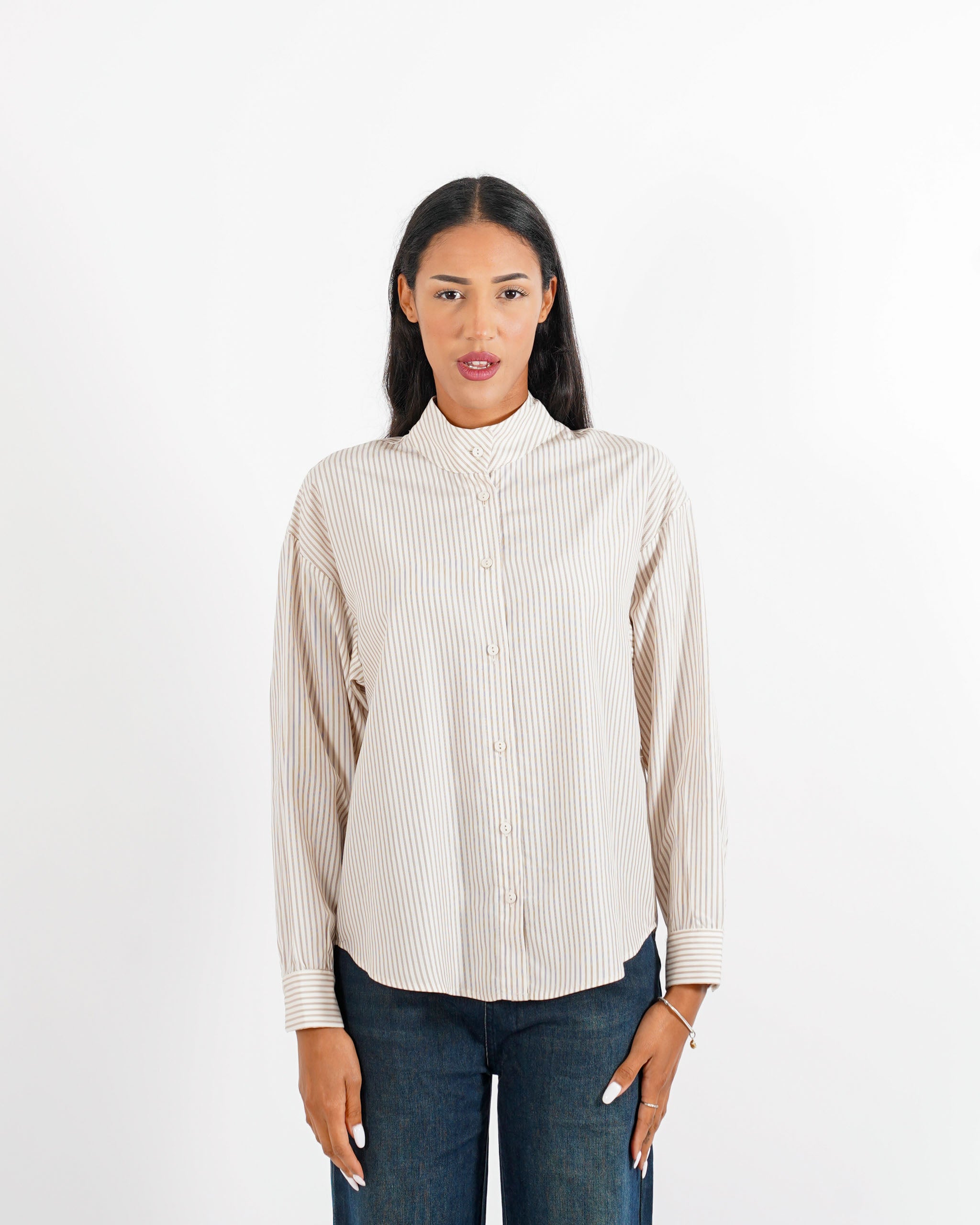 Camicia rigata colletto chiuso - Virtuosa