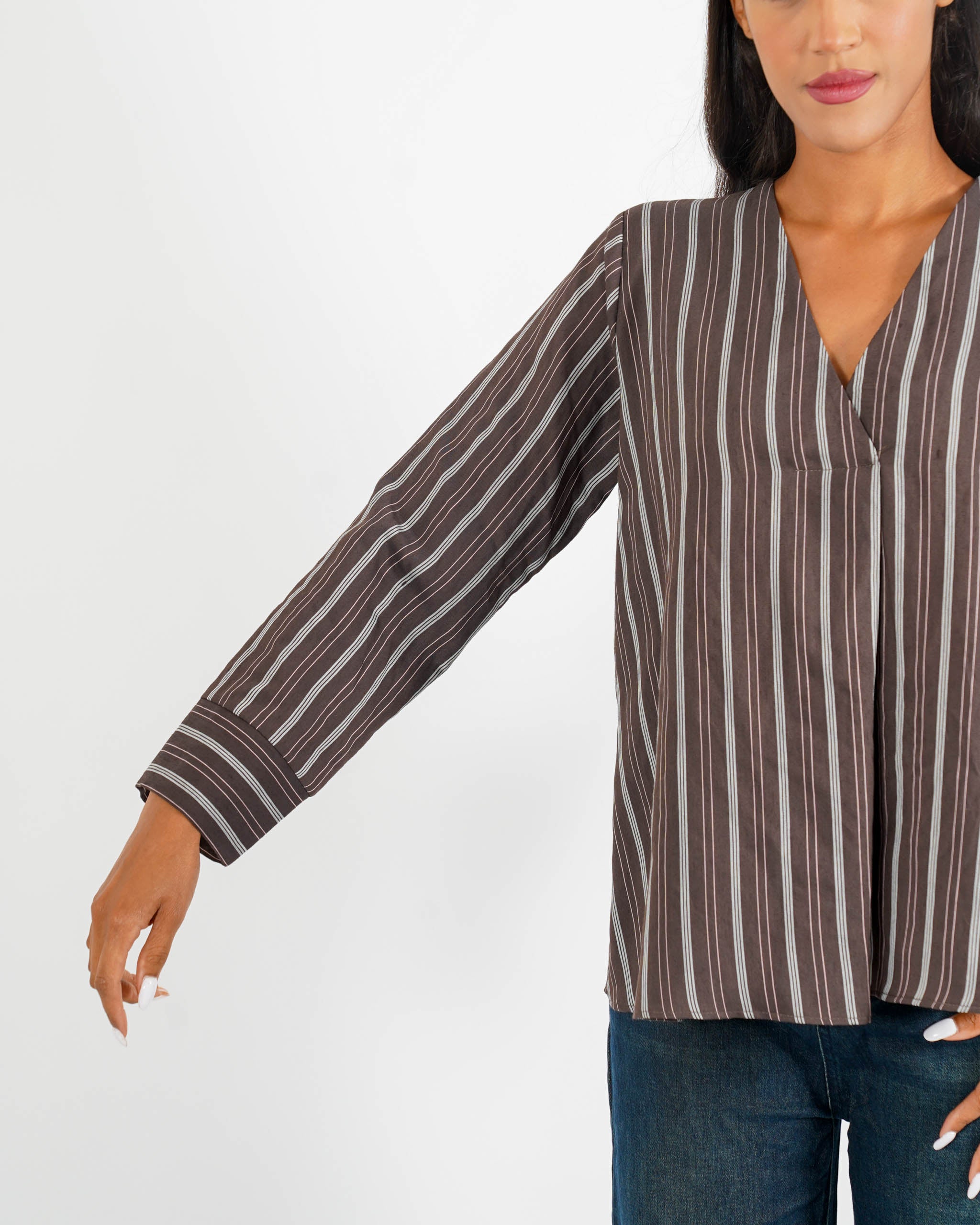 Blusa scollo a v rigata - Banale - Hope Fashion