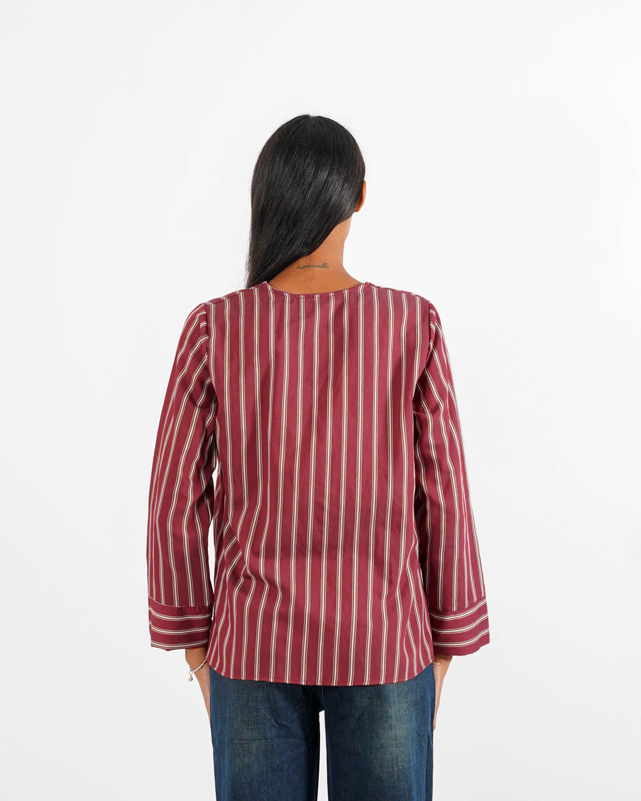 Blusa scollo a v rigata - Banale - Hope Fashion
