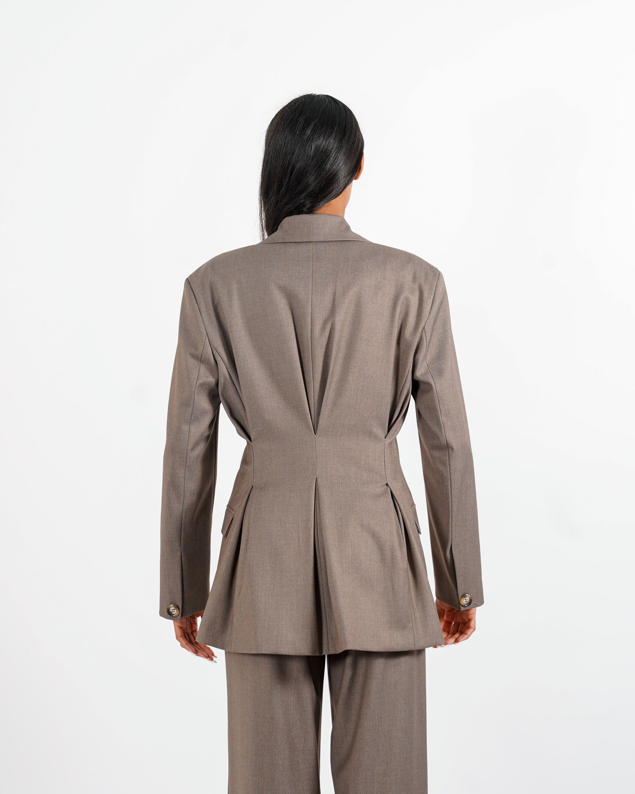 Giacca doppio petto con dettaglio sul retro in fresco lana - Girasole - Hope Fashion